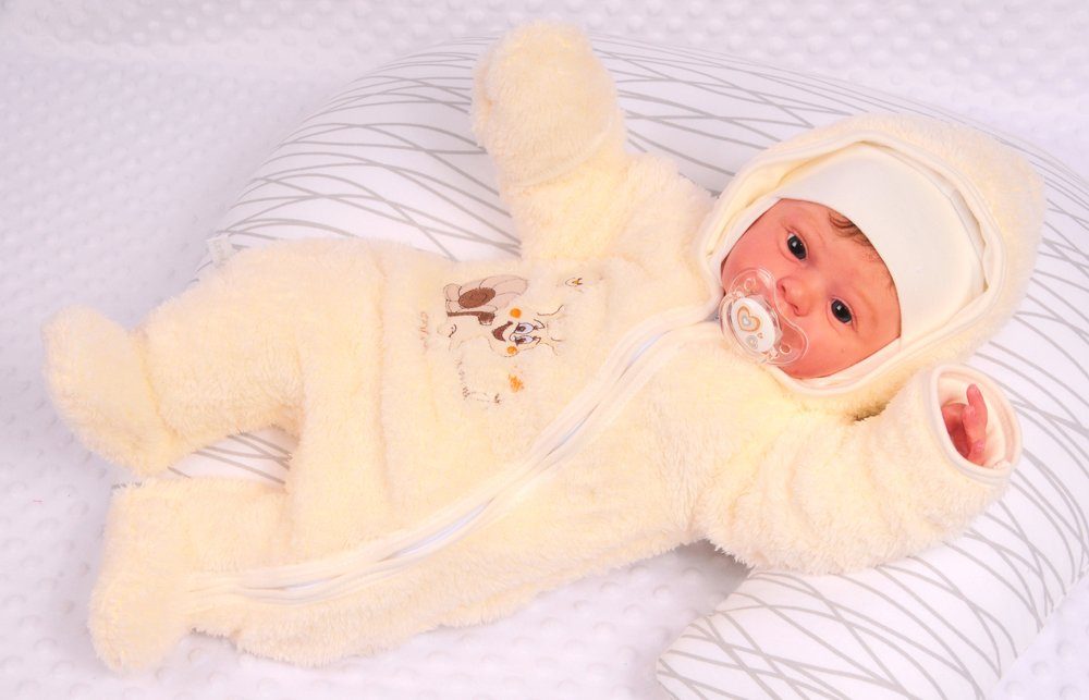 La Bortini Overall Baby Overall Wagenanzug mit Kapuze kuschelig warm, weich, 44 50 56 612 68 74 – Bild 4 von 5