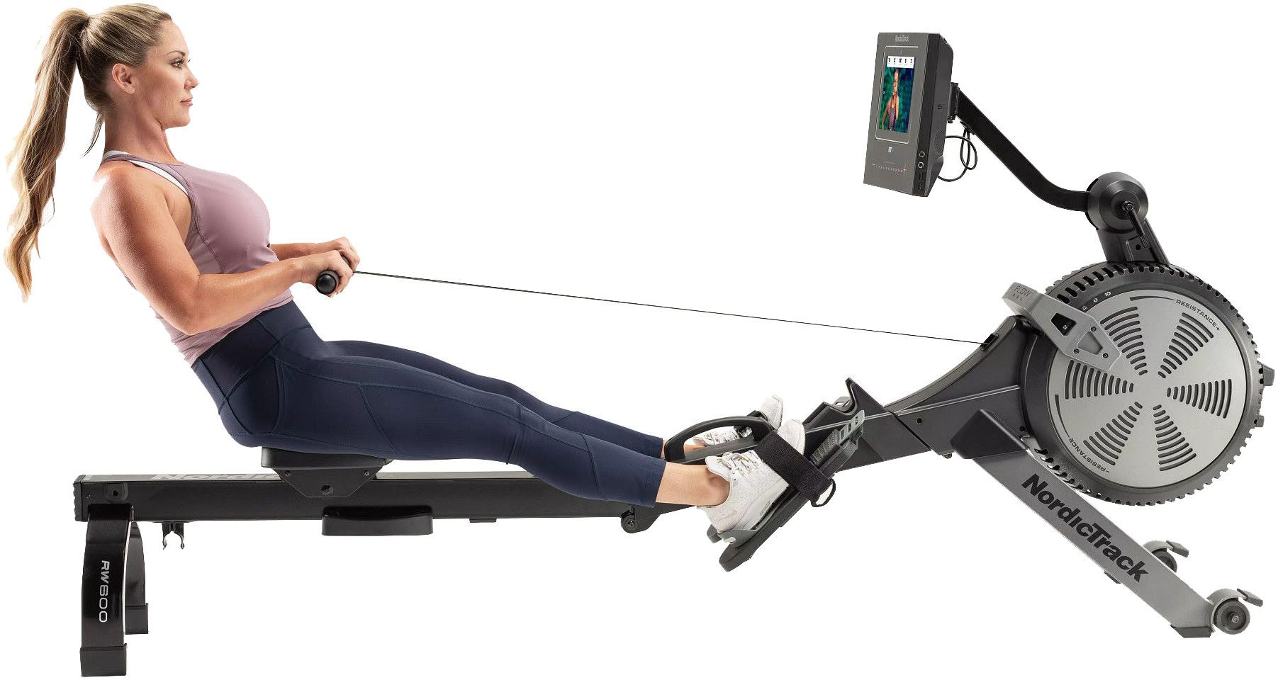NordicTrack Rudergerät NordicTrack RW600 (115 kg max. Benutzergewicht, mit schwenkbarem 7'' Touchscreen, Sport), Rudermaschine, motorgesteuertes Magnetbremssystem SMR, klappbar