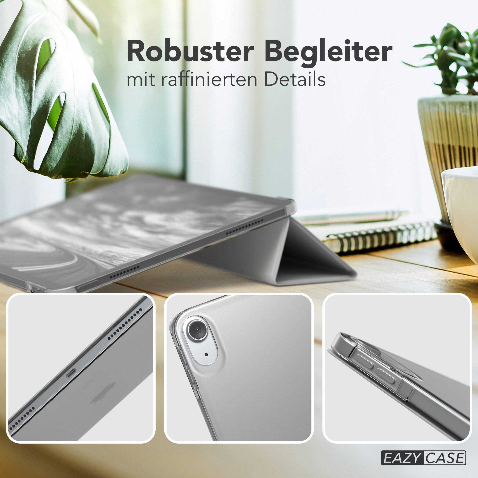 EAZY CASE Tablet-Hülle Smart Case für Apple iPad Air 4 2020 / Air 5 2022 10,9 Zoll, Tablet Case Bookcover Smart Flipcase Schutztasche magnetisch Hellgrau – Bild 4 von 5