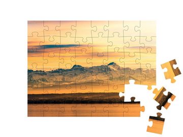 puzzleYOU Puzzle Abendleuchten am Bodensee mit Schweizer Alpen, 48 Puzzleteile, puzzleYOU-Kollektionen Seen, Bodensee, Große Seen, Flüsse & Seen