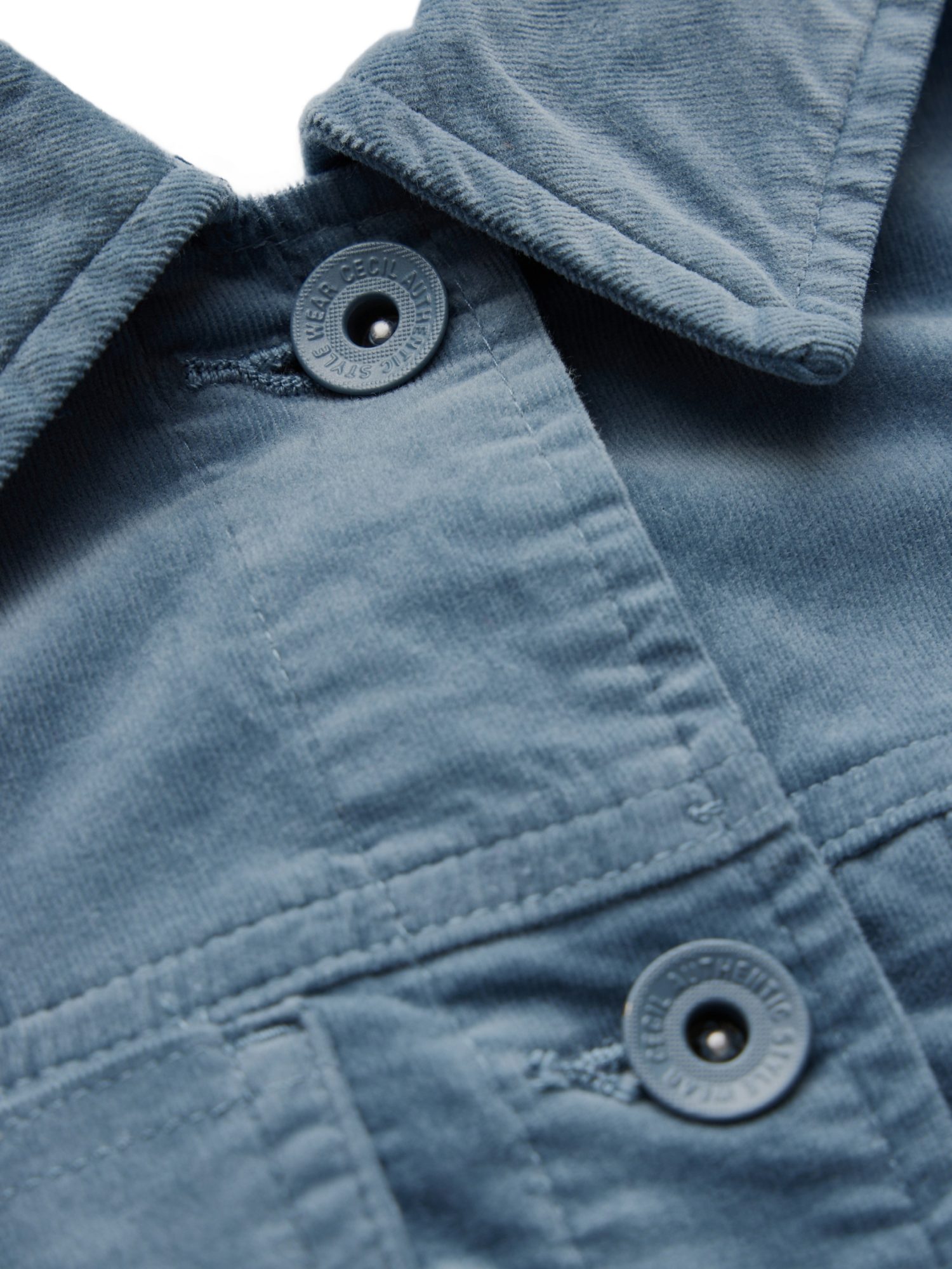 CECIL Jackenblazer blau,Casual,Baumwolle,Unifarben,Hemdblusenkragen,Lang,Regular Fit