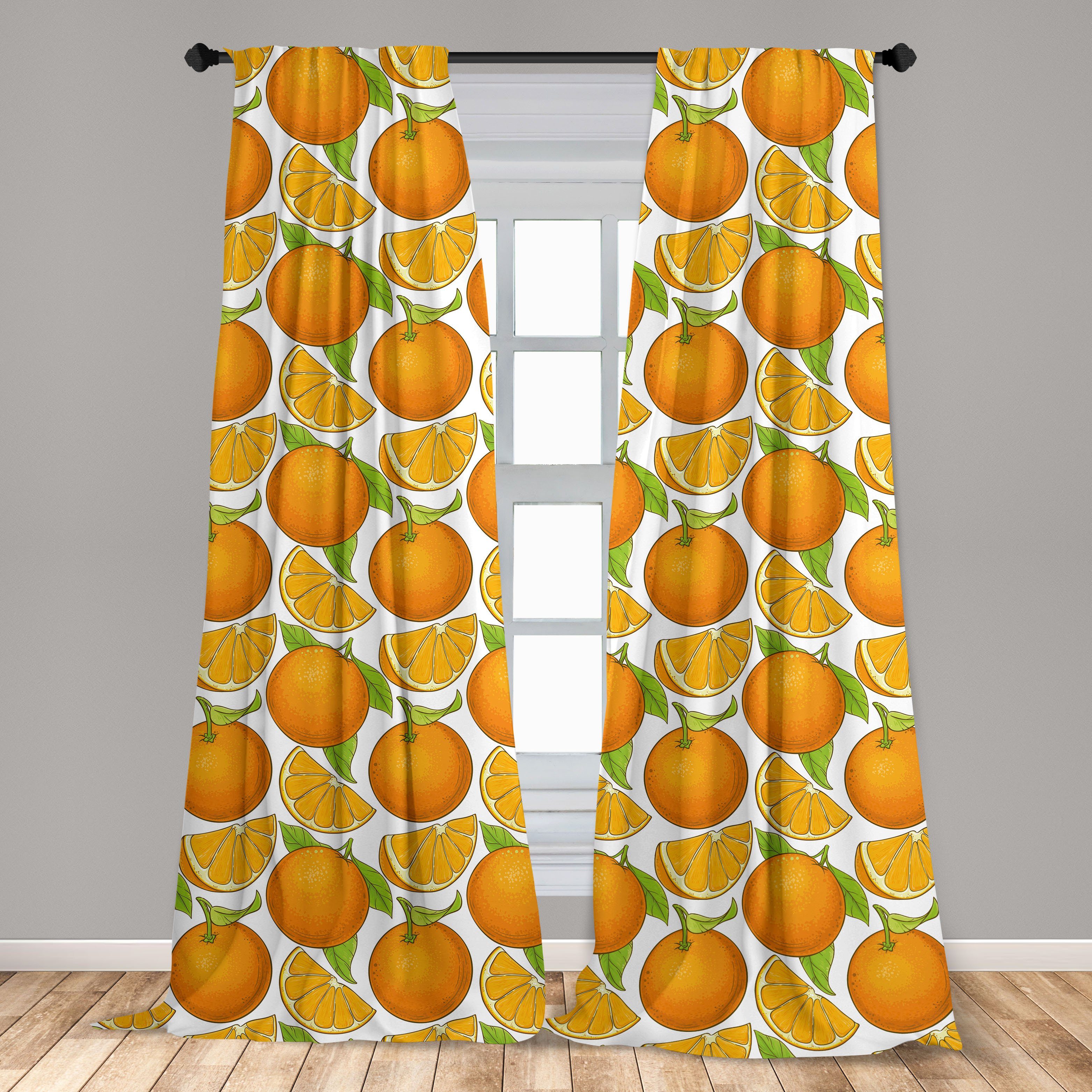 Gardine Vorhang Wohnzimmer für Schlafzimmer Juicy Dekor, Sommer-Orange Microfaser, Frische Abakuhaus, Fruits