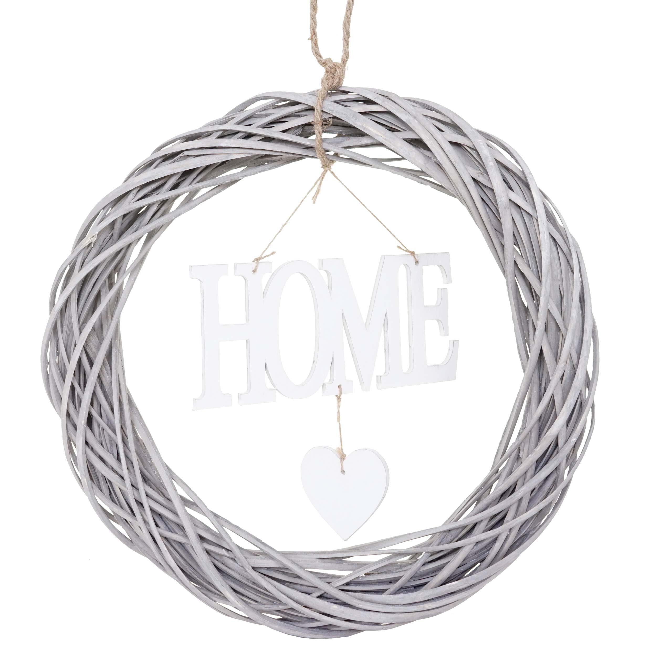 PROREGAL® Adventskranz Türkranz Home rund 6x40x40cm Holz Ø 40cm weiß-grau Wandkranz Kranz
