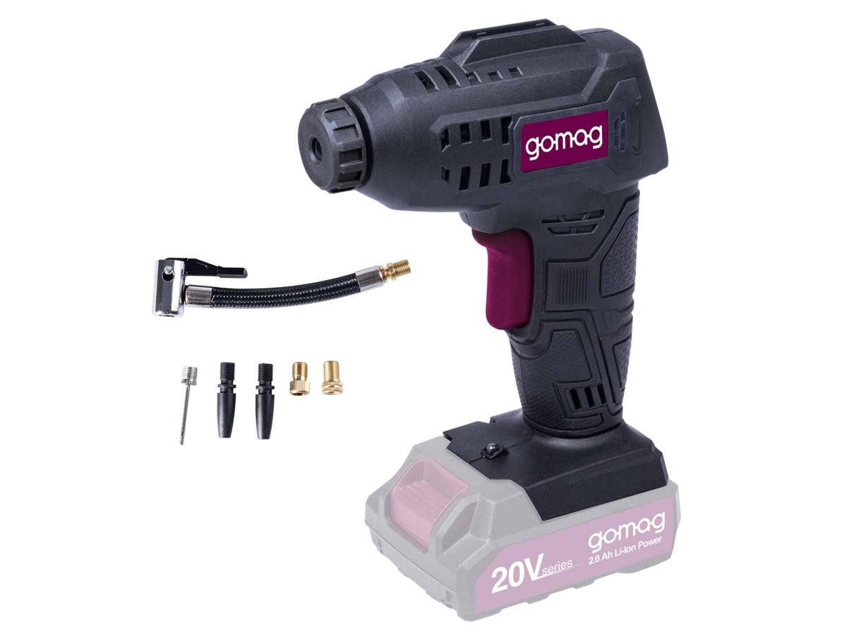Gomag Akku-Handkompressor GO-LP20, max. 7 bar, Set, 7-tlg., 20V; 7 bar Arbeitsdruck, ohne Akku und Ladegerät