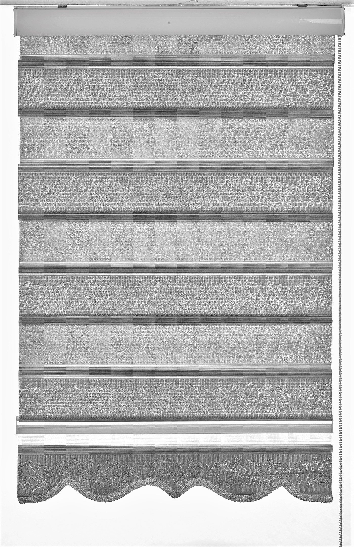 Länge Gardinen, Yasar nach Doppelrollo 3944 Grau Maß Deckenmontage bis 200cm, Silber