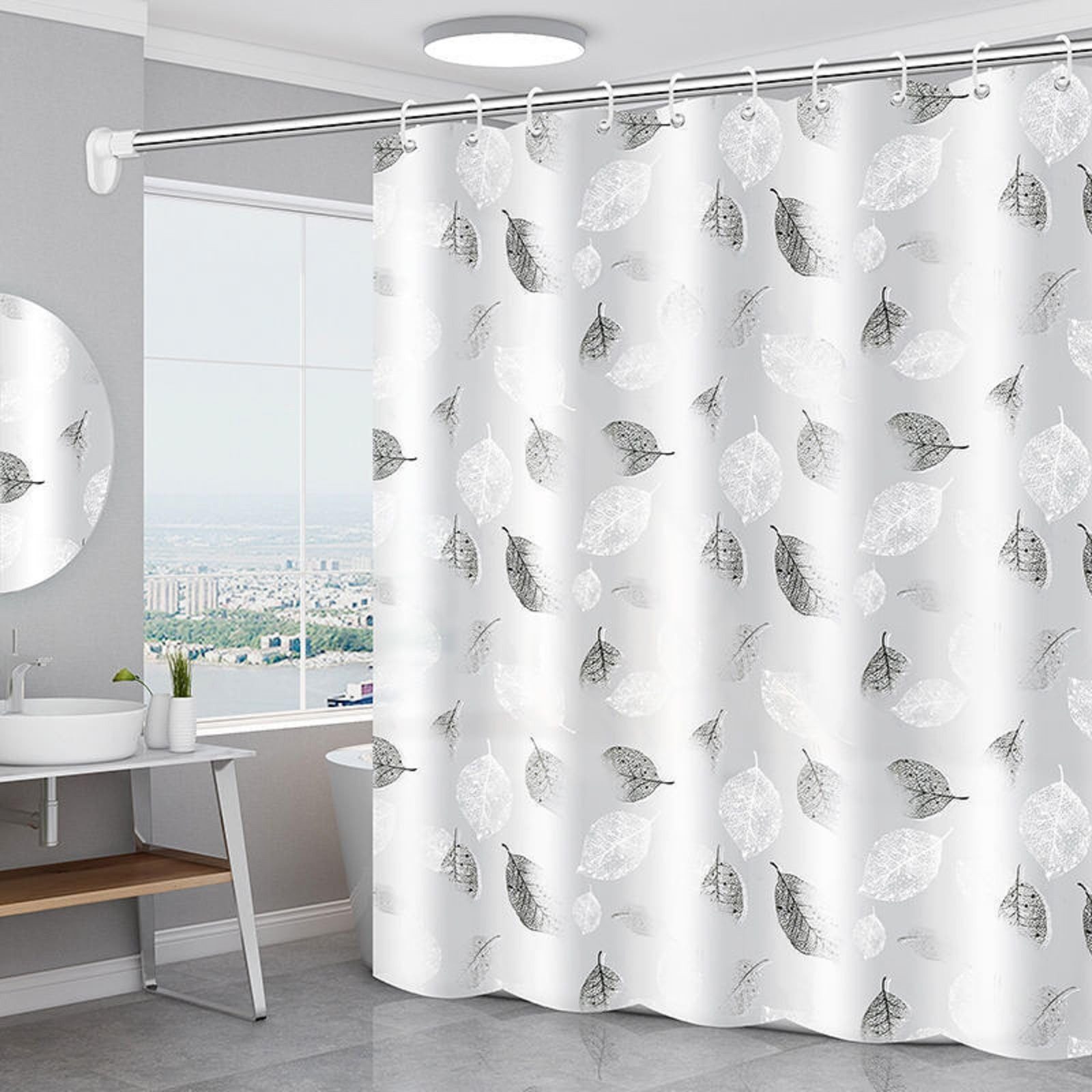 FOUORTUNATE-BEE Duschvorhang Blätter Duschvorhang Anti-Schimmel Wasserdichter Duschvorhang Breite 180 cm (Badewanne Vorhang Schnell Trocknend für Badezimmer, Duschvorhang Waschbar mit 13 Ringen)
