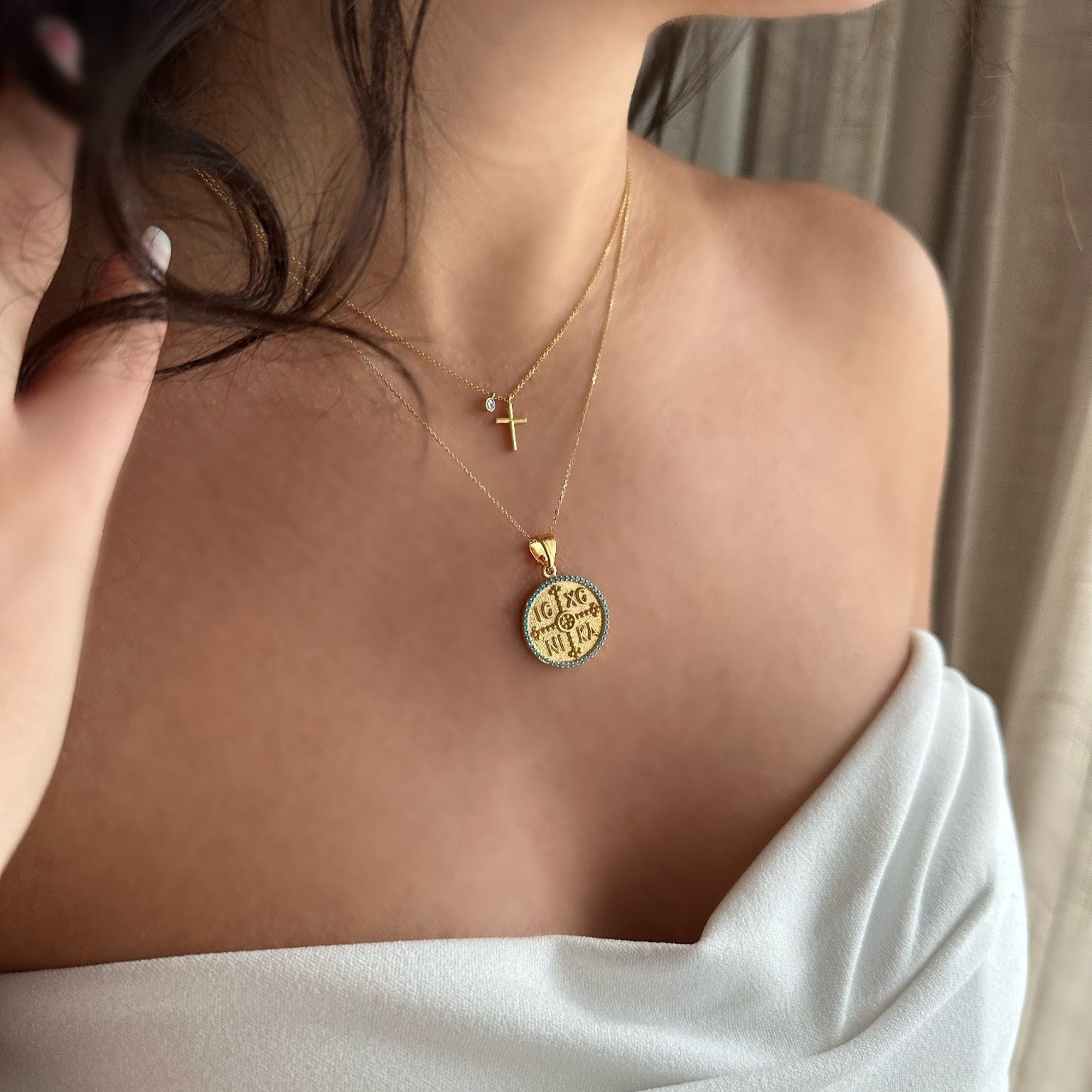 nhaos Kreuzkette Shining Cross – 18 K vergoldete Halskette aus 925 Sterling günstig online kaufen