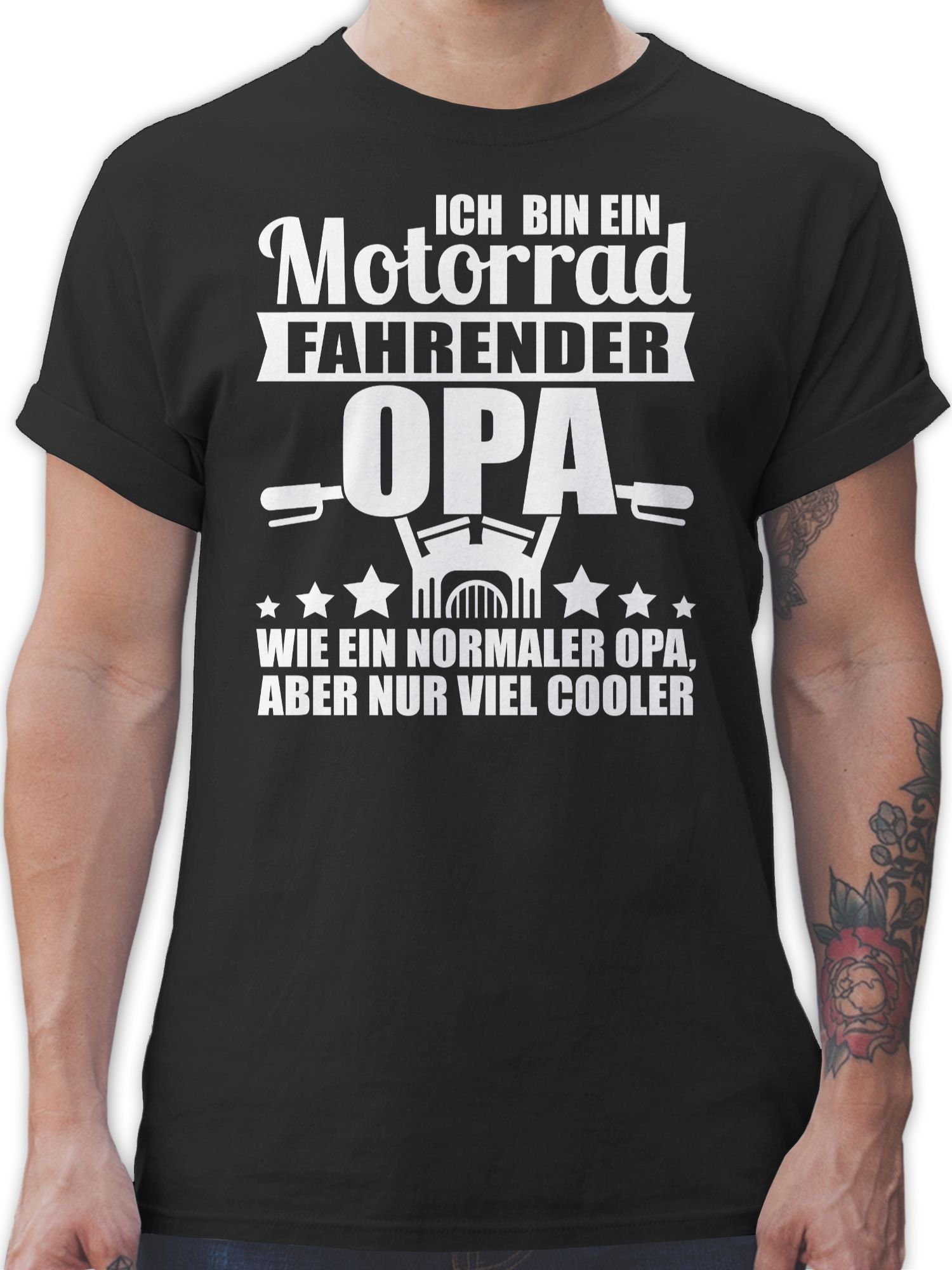 T-Shirt Ich bin ein Motorrad fahrender Opa! weiß
