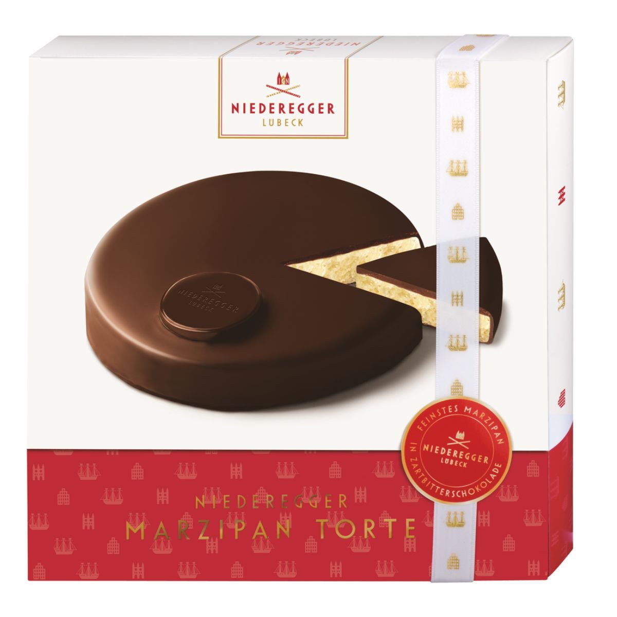 Niederegger Süßigkeit Marzipan Torte mit Zartbitter-Schokolade, 390 g, Festlich verpackt