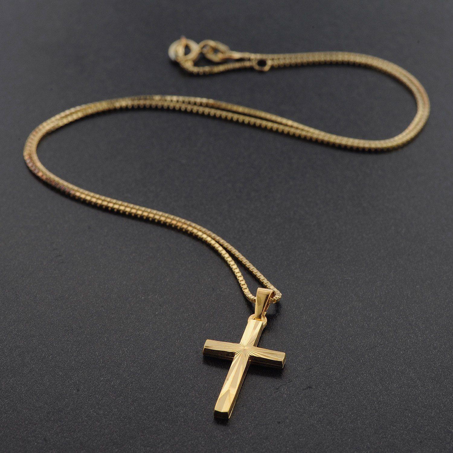 Kette mit Kette Anhänger goldplattierter Gold Kreuz-Anhänger trendor mit 18K 750 /