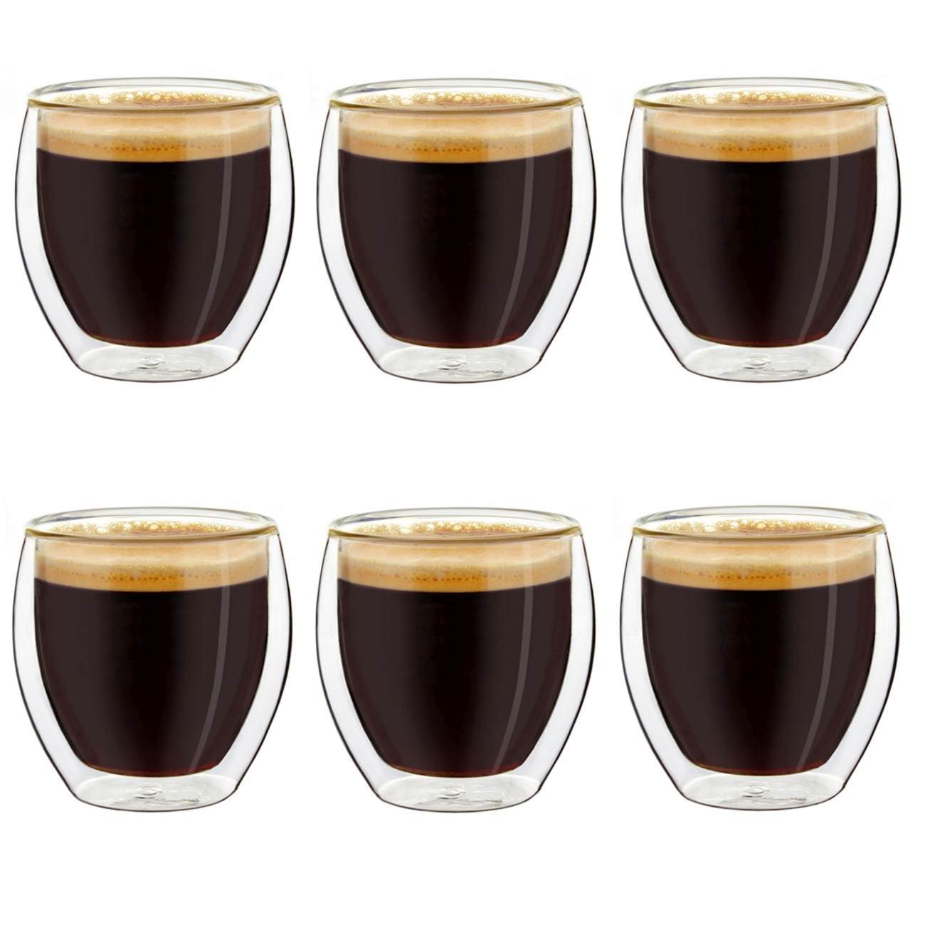 Creano Teeglas Espressoglas 6er-Set “hoch” 100ml, Borosilikatglas, 6 Gläser