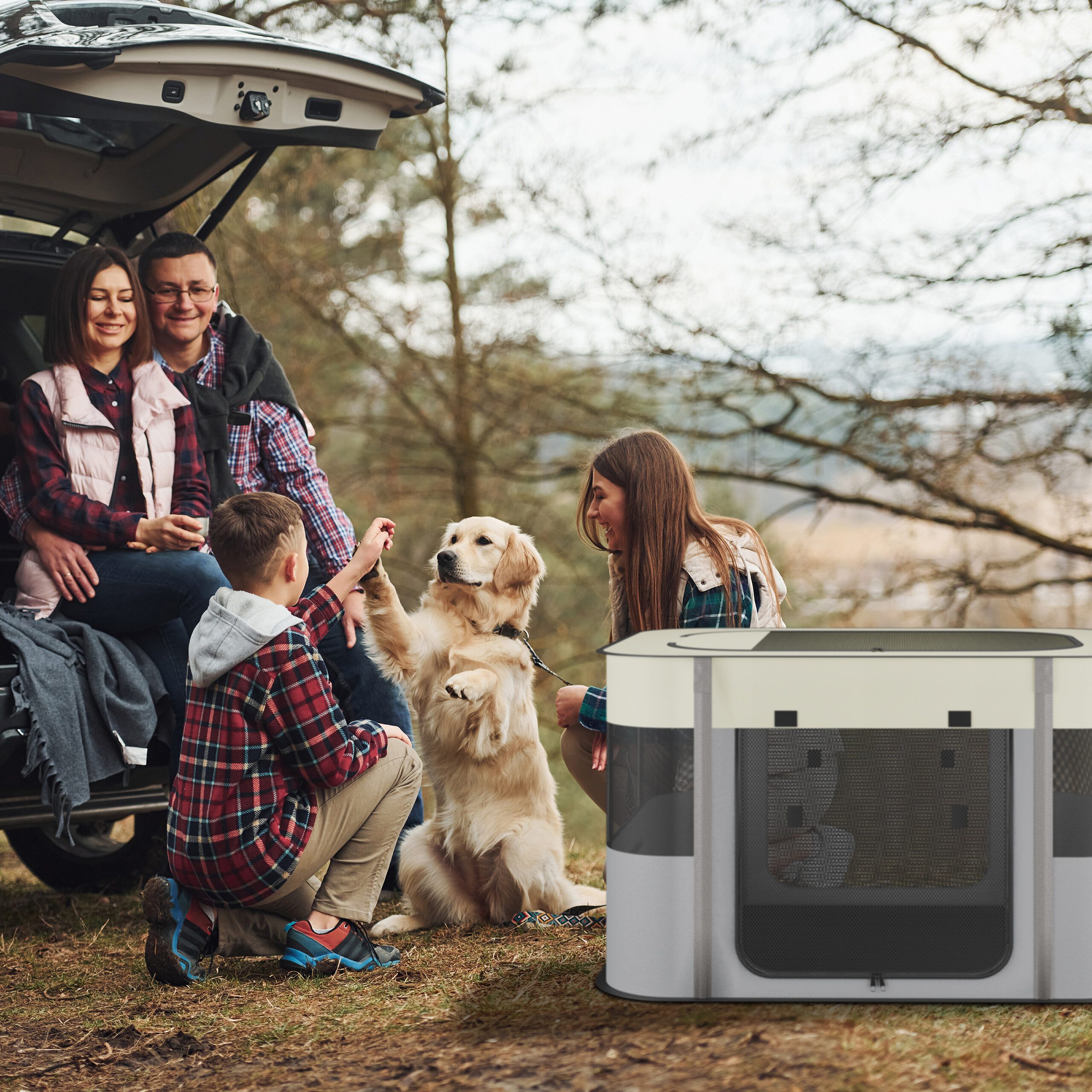 relaxdays Tierhaus Welpenauslauf faltbar drinnen & draußen, M