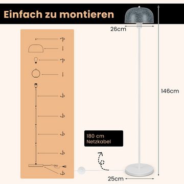 COSTWAY Stehlampe, mit Fußschalter, E27-Glühlampensockel & Lampenschirm 146cm