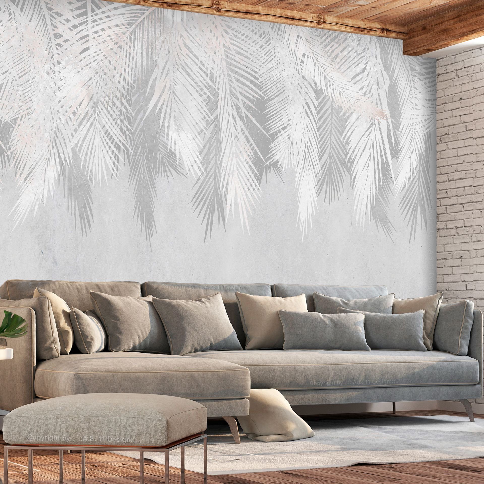 KUNSTLOFT Vliestapete Pale Palms 1x0.7 m, halb-matt, lichtbeständige Design Tapete