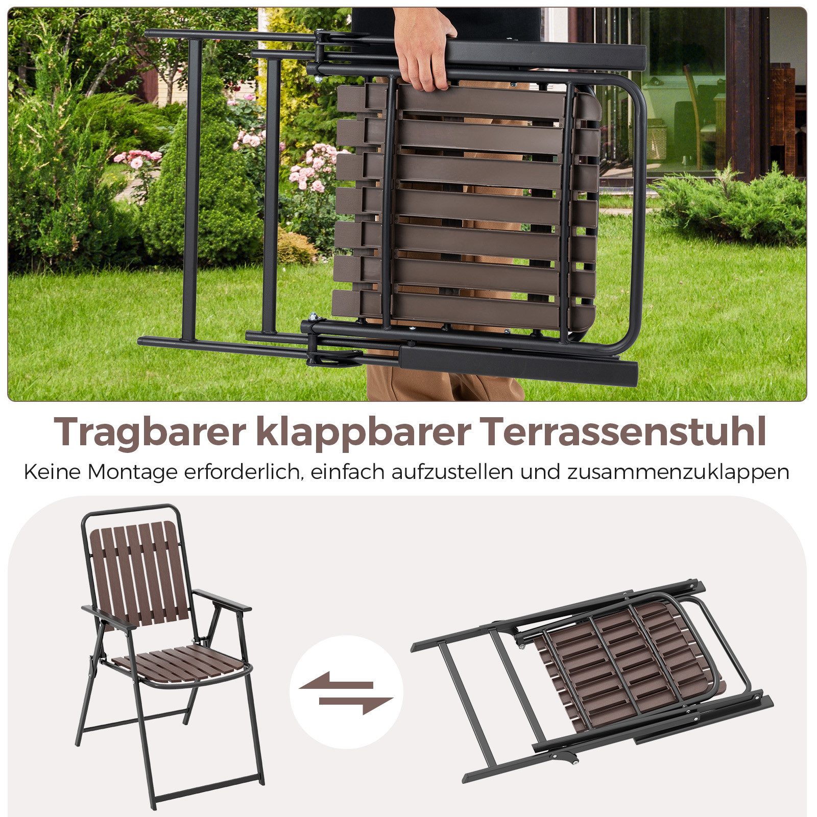 KOMFOTTEU Gartenstuhl, Klappstuhl aus PP-Latten & günstig online kaufen