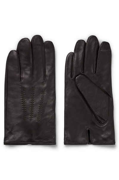 BOSS Lederhandschuhe Hainz-ME 1025 mit schwarzem Logo aus Metall
