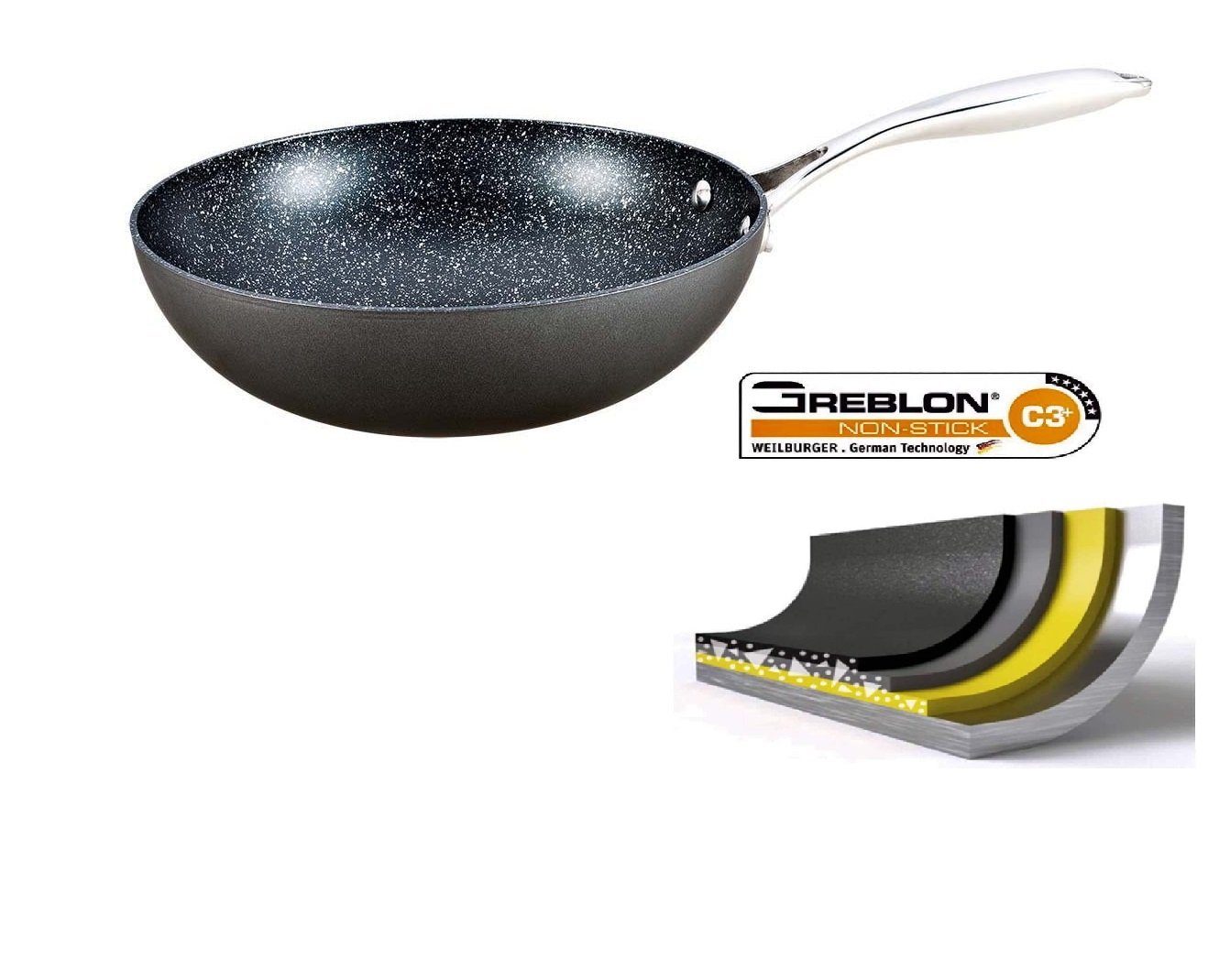 Herenthal Wok WOK Kochtopf Topf Aluguss Ø28 Herenthal HT-FW28, Aluminiumguss