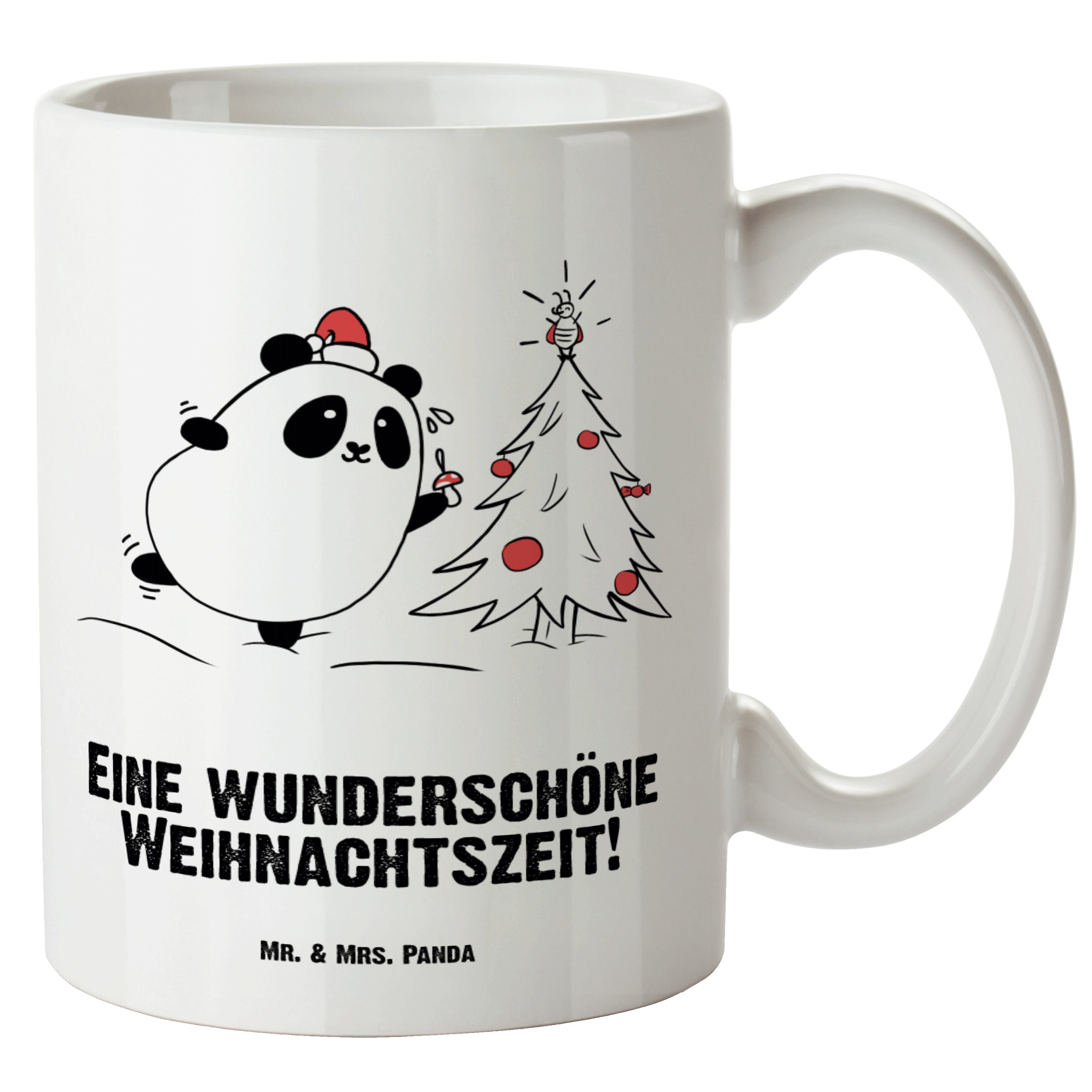Mr. & Mrs. Panda Tasse Easy & Peasy Weihnachtszeit - Weiß - Geschenk, Große Tasse, XL Tasse, XL Tasse Keramik