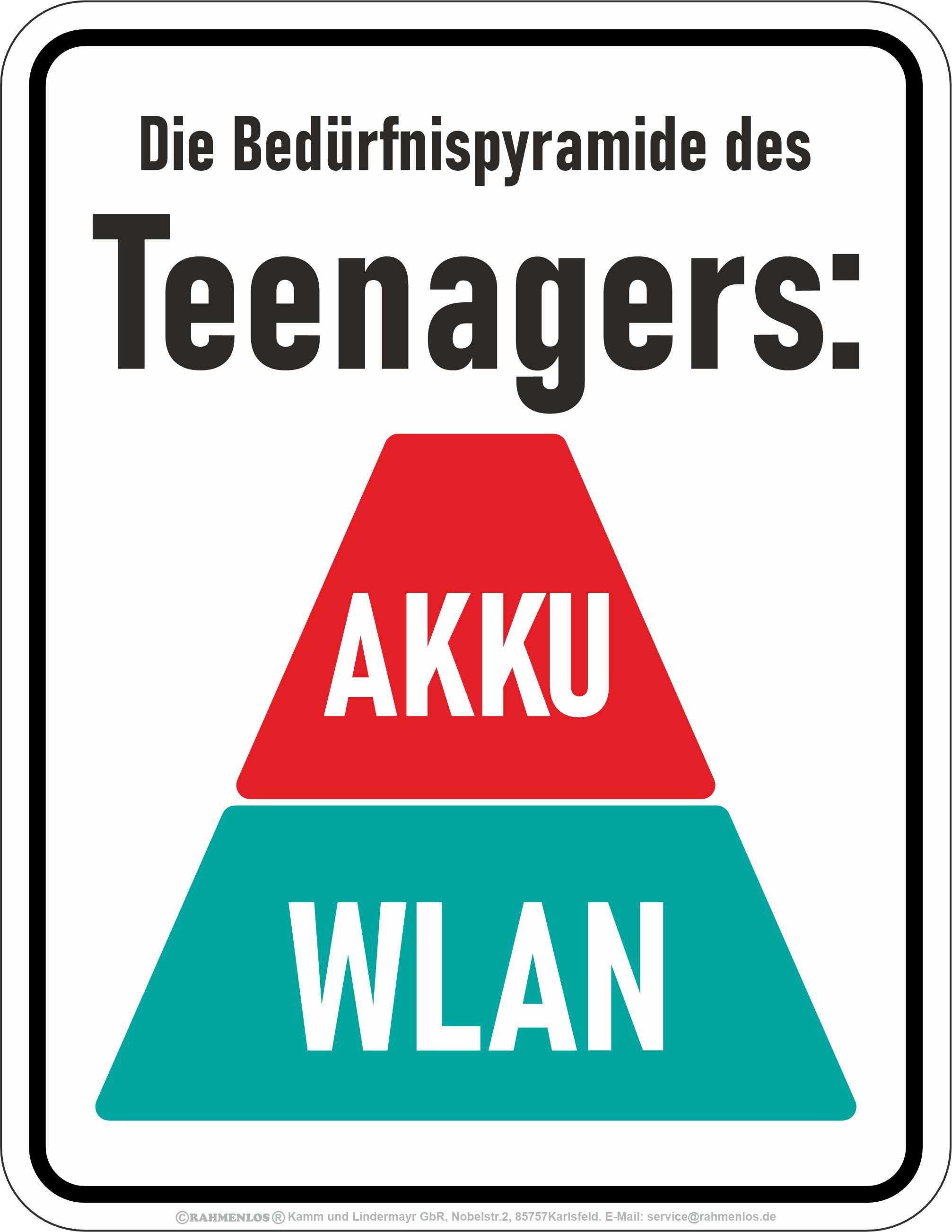 Metallschild Bedrucktes Blechschild - Teenager WLAN