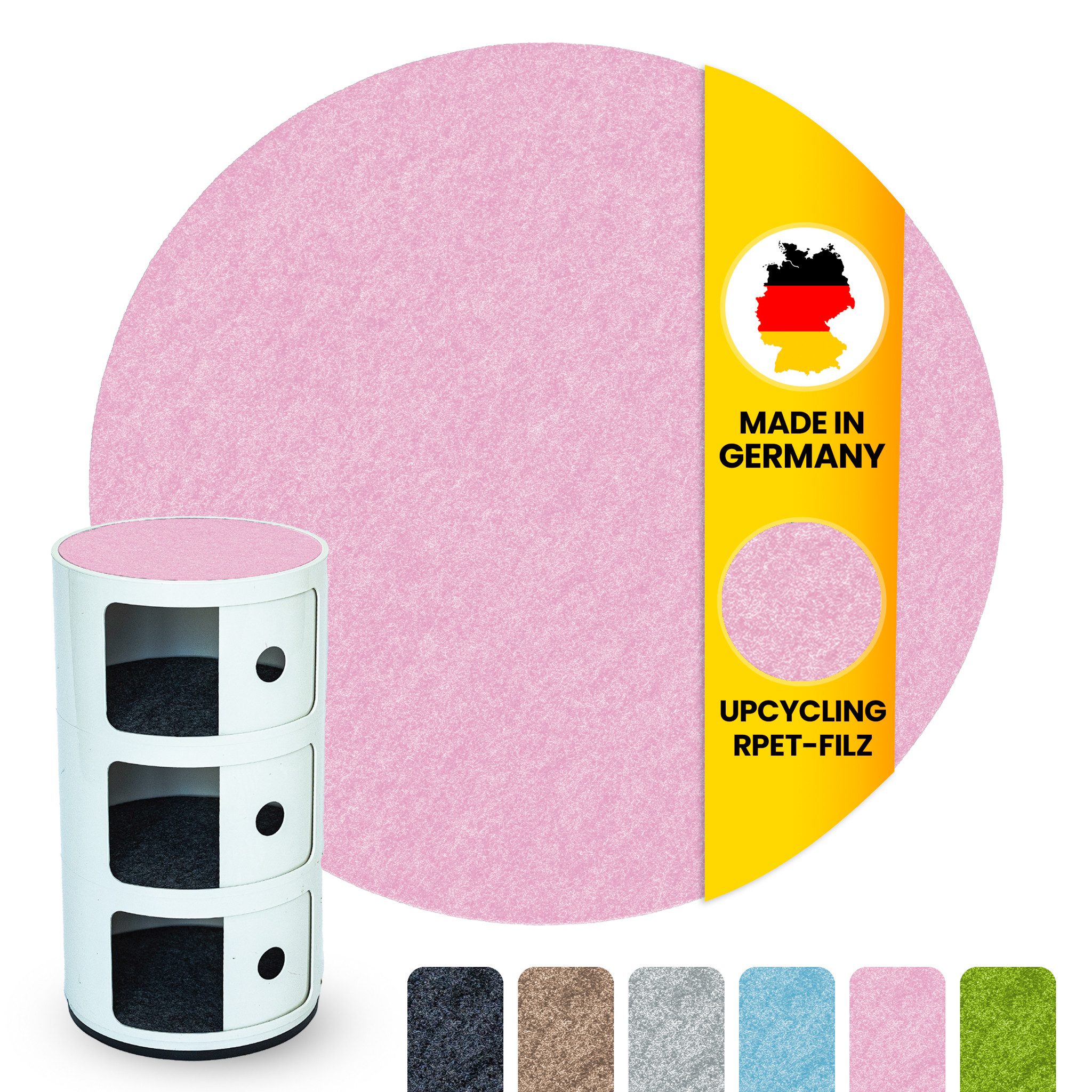 Easy and Green Nachttisch Rund Filzauflage 30cm für Kartell Componibili - M günstig online kaufen