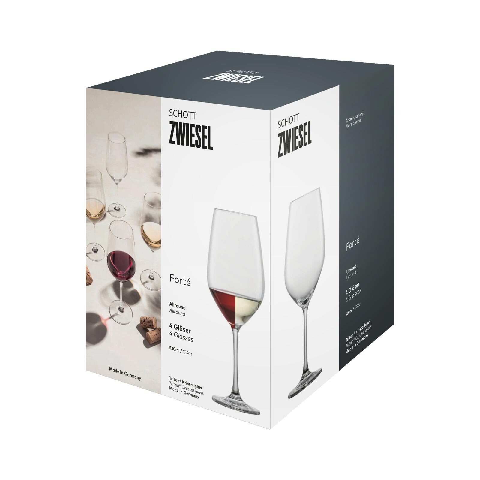SCHOTT ZWIESEL Rotweinglas Forté Wassergläser / Rotweingläser 530 ml 4er Set, 4-tlg., Glas