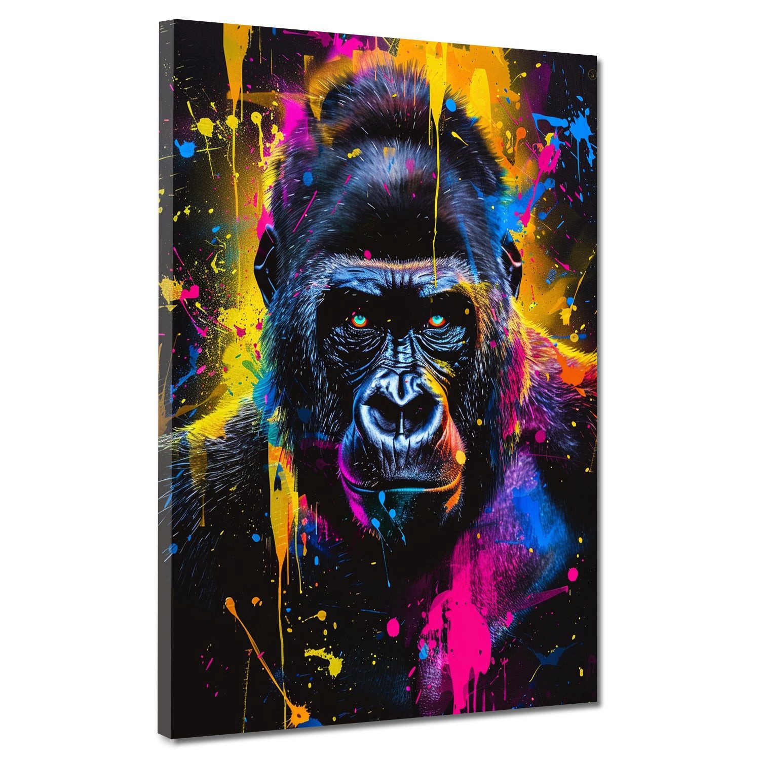 Artedinoi Leinwandbild Gorilla Ausdruck Pop Art Leinwandbild Wandbild Kunstdruck XL Wanddeko, Gorilla, ausdrucksstark