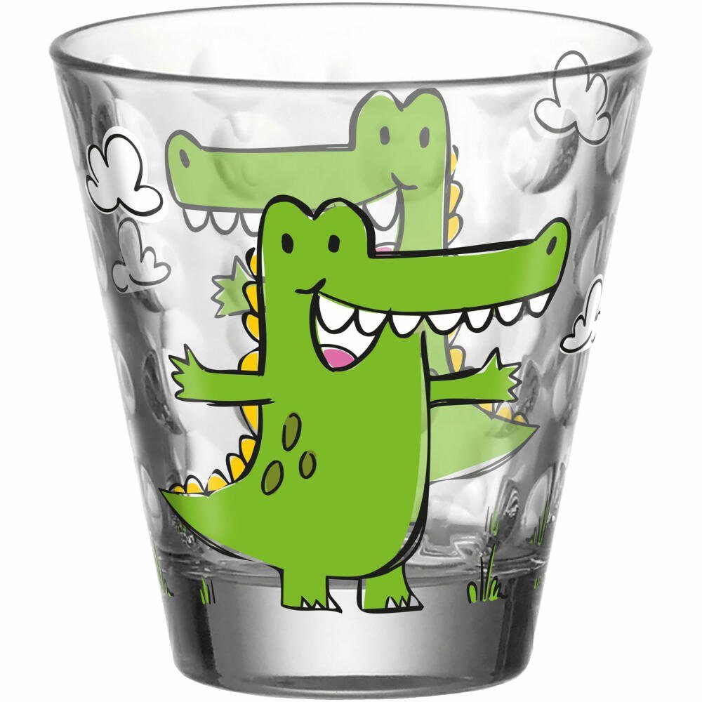 LEONARDO Kinderbecher Bambini Optic Krokodil, 215 ml, Kalk-Natron-Glas
