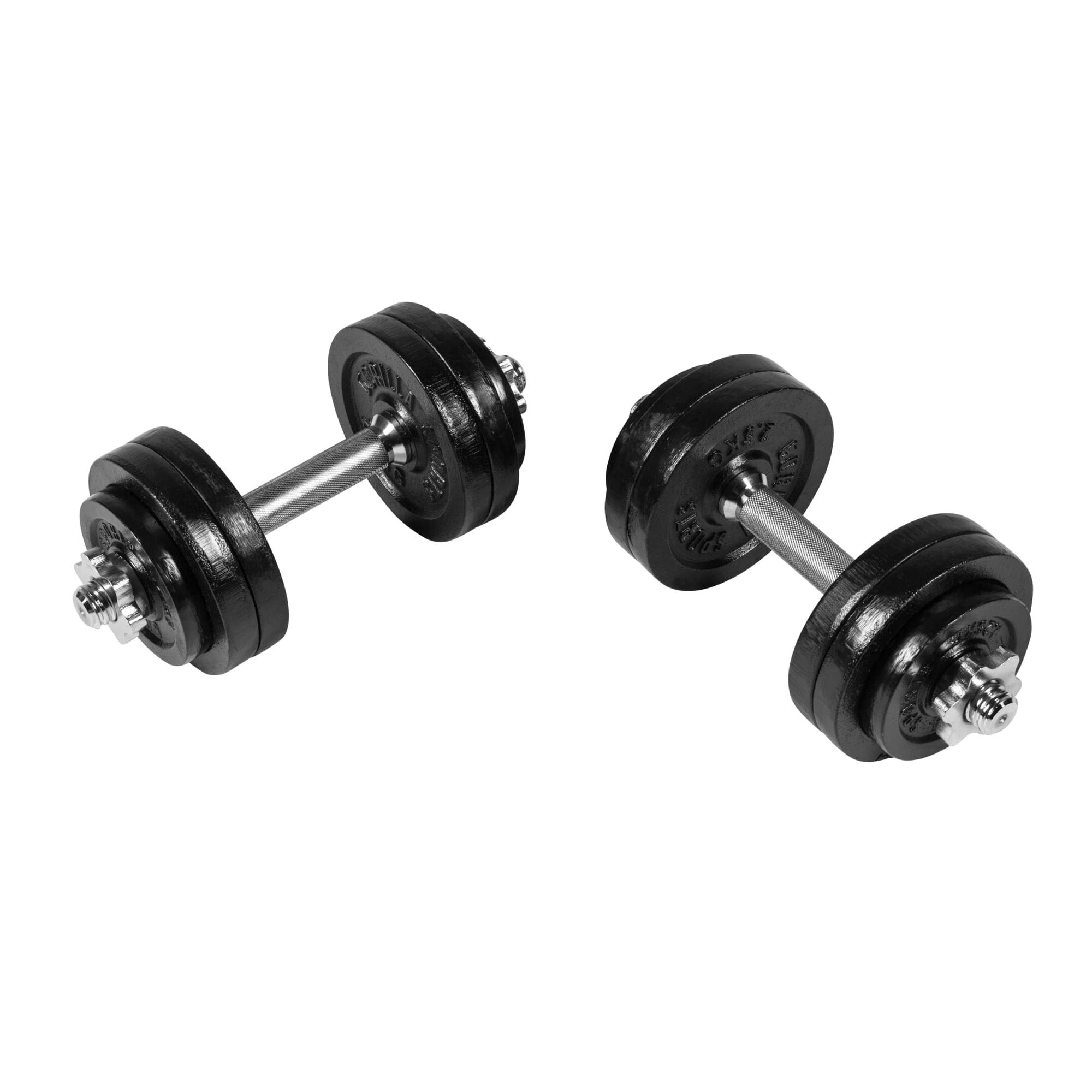 GORILLA SPORTS Kurzhantel 2er Set, Hantelscheiben, Gusseisen, - 30mm, Schwarz Kurzhanteln 12 Rutschfest