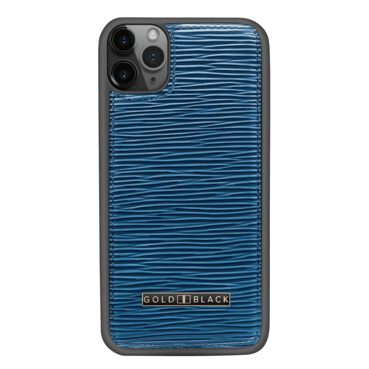 GOLDBLACK Handyhülle GOLDBLACK iPhone 11 Pro Max Lederhülle UNICO-Prägung Blau