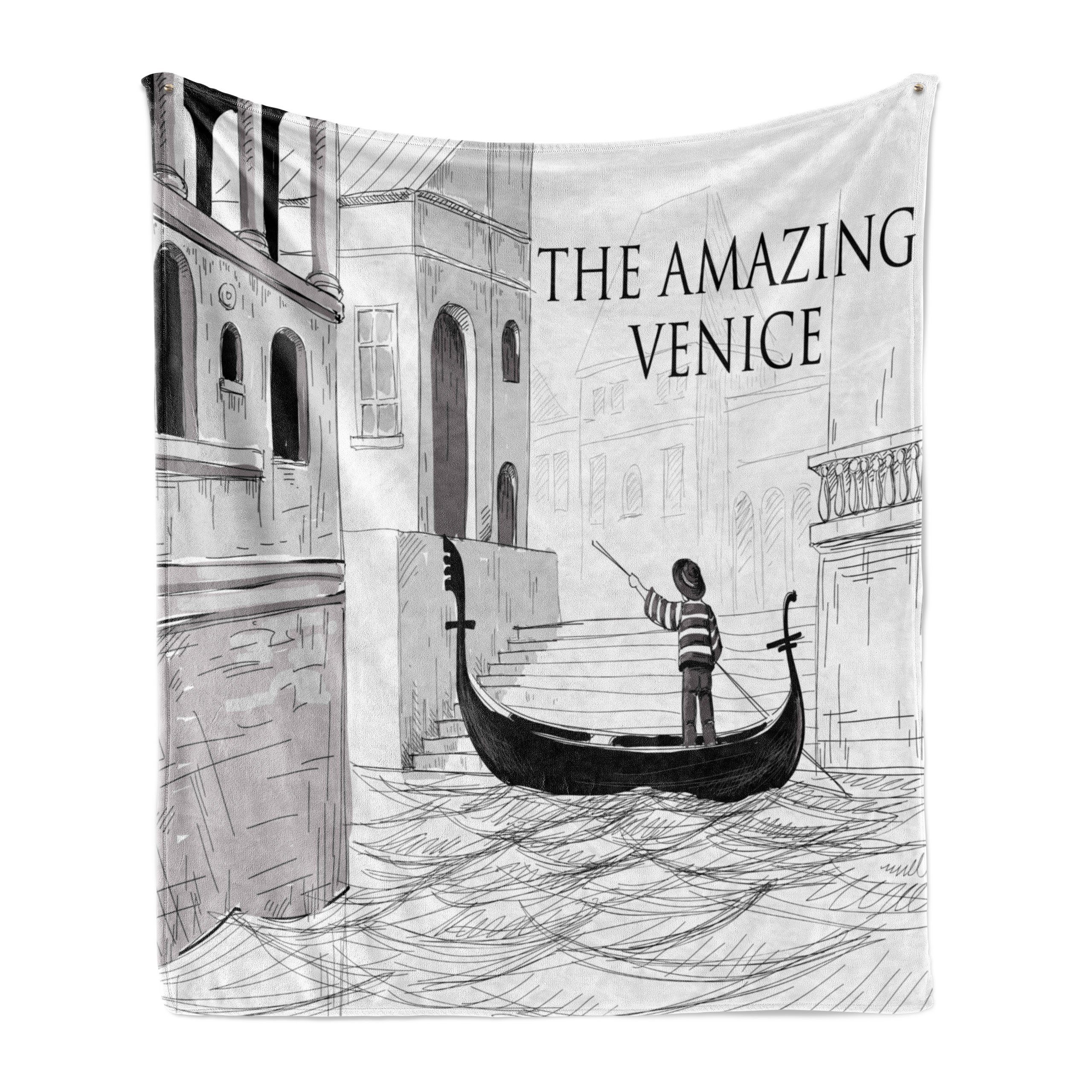 Wohndecke Gemütlicher Plüsch für den Innen- und Außenbereich, Abakuhaus, Venedig Canals Kinder Gondoliere