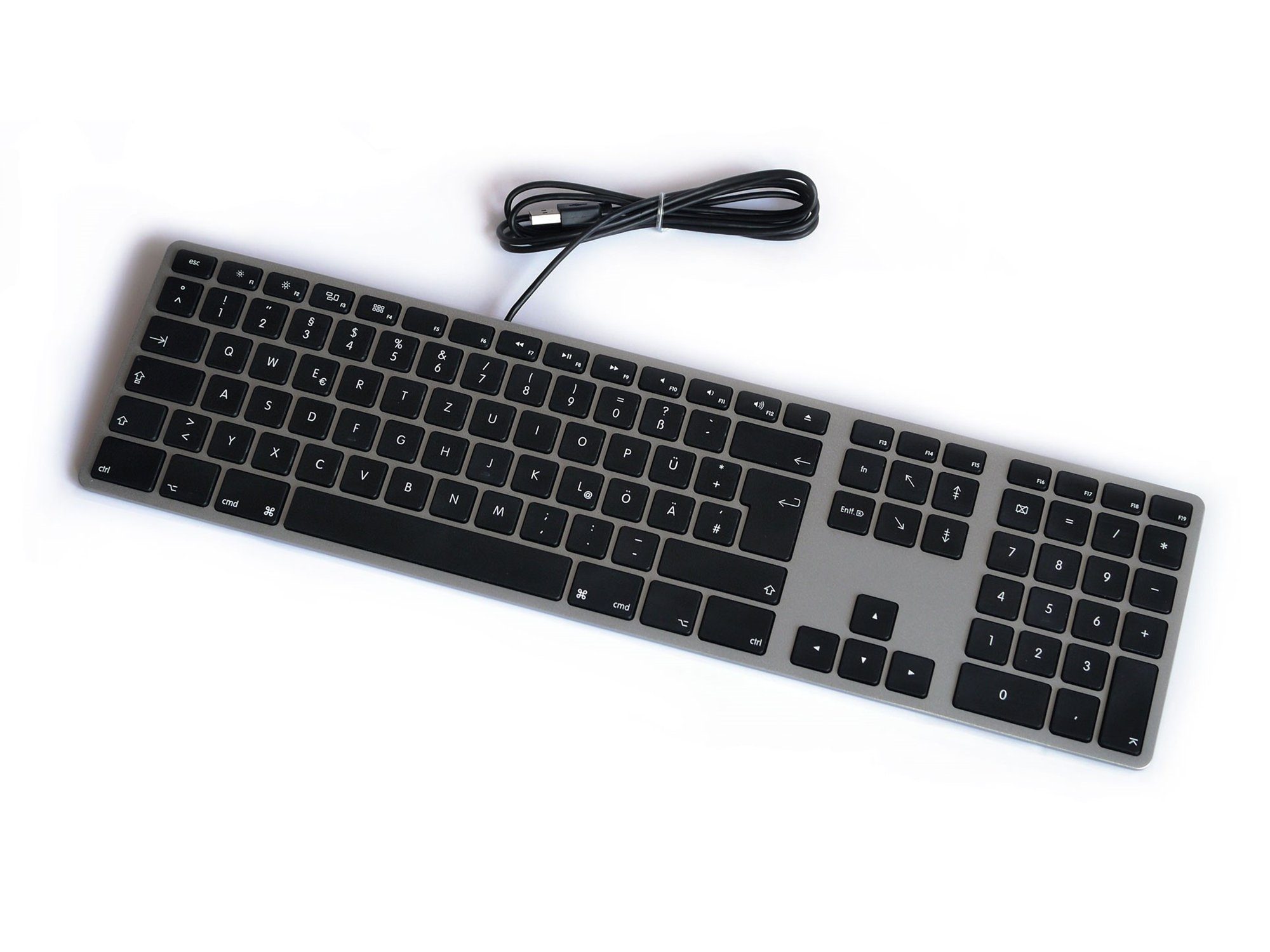 matias Apple-Tastatur (Aluminium Erweiterte USB Tastatur DE für Mac OS,  space gray)