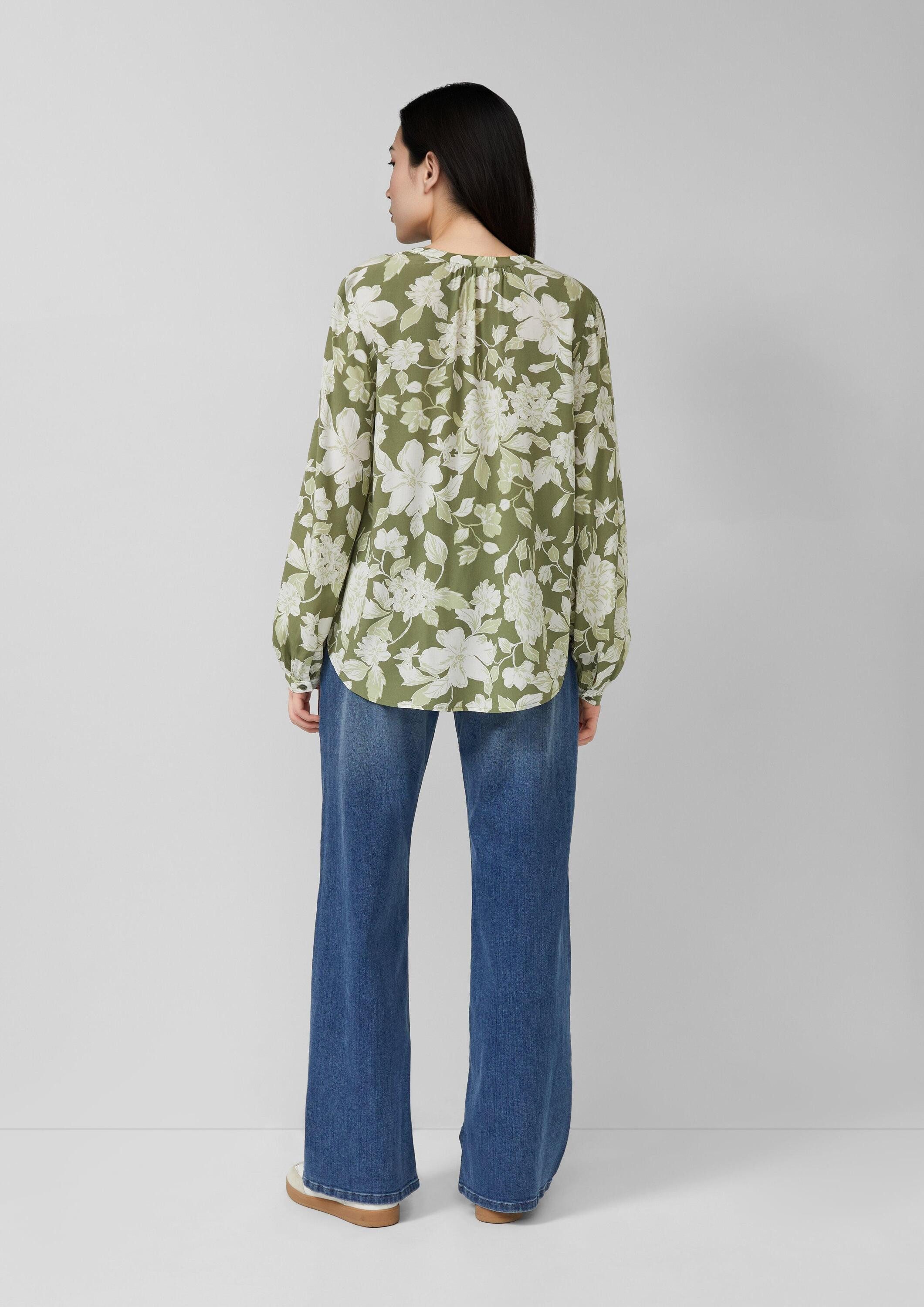 s.Oliver Langarmbluse Bluse Fließende Viskose-Bluse mit All-over-Print