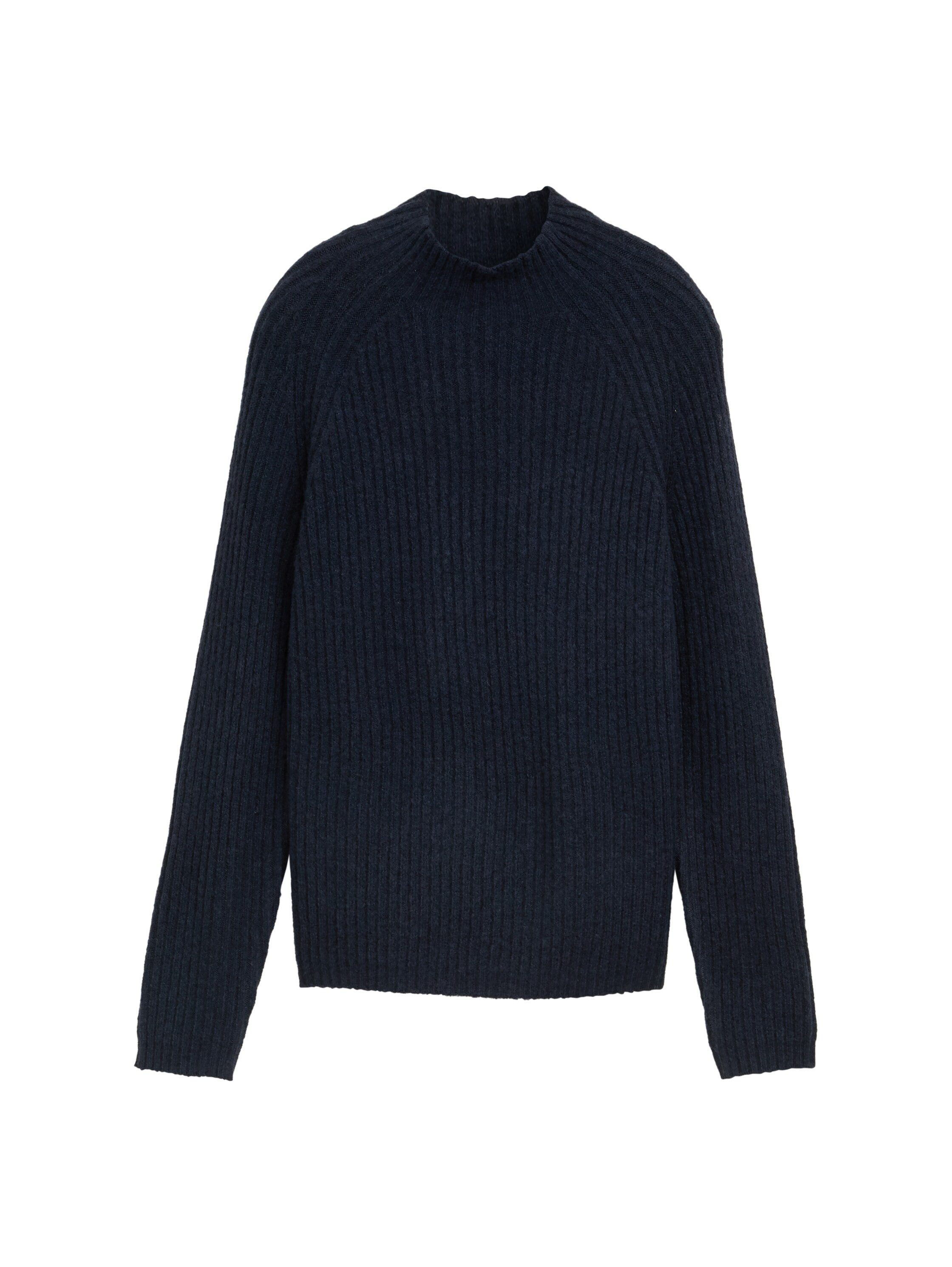TOM TAILOR Denim V-Ausschnitt-Pullover mit Stehkragen