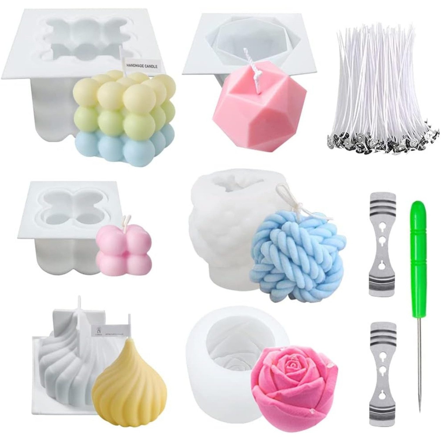 Formkerze 6Pcs Kerzenformen Zum Gießen Kerzen Formen Silikon DIY Kit Duftkerze