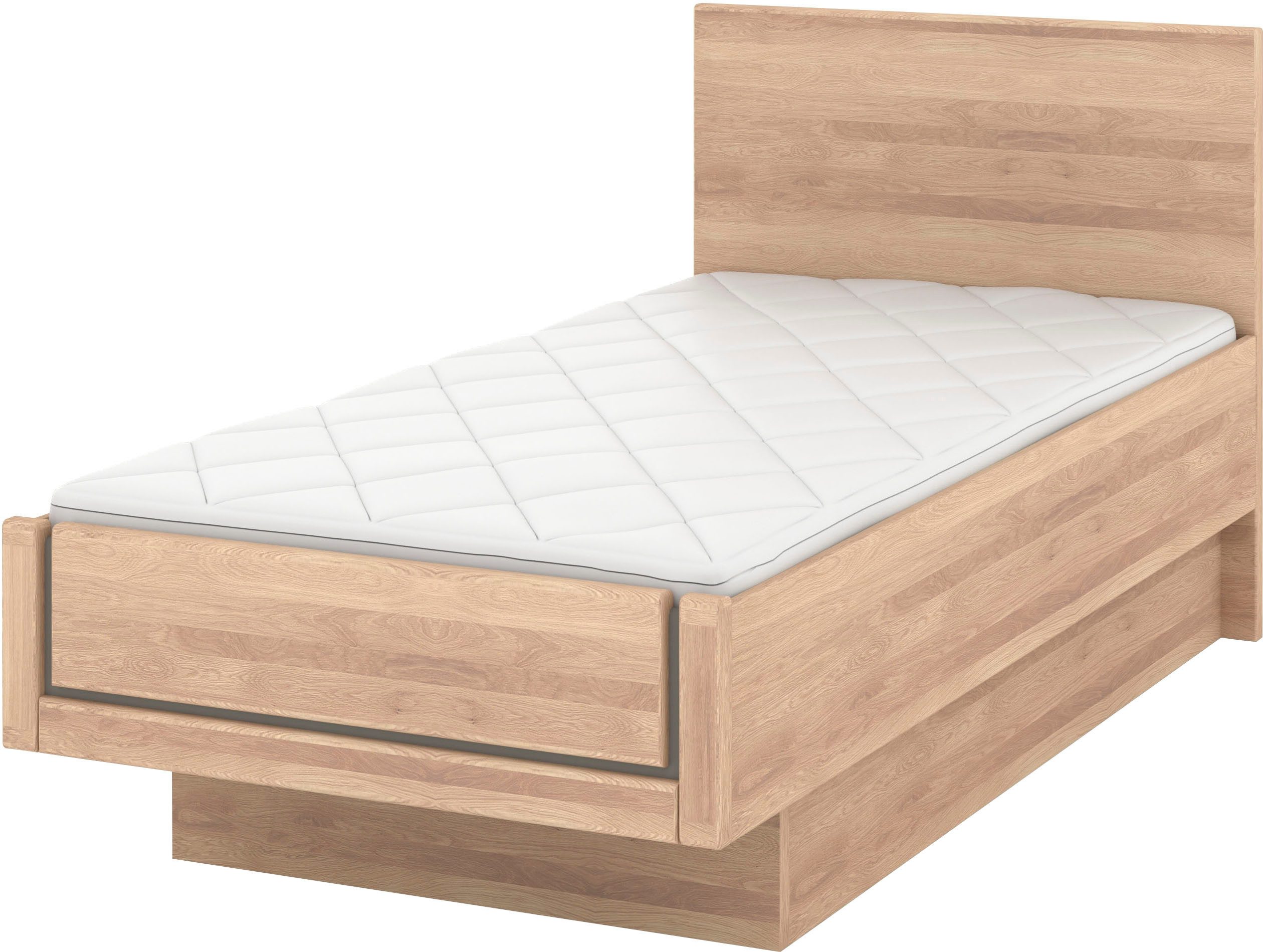 Musterring Holzbett Sorrent, Bettgestell, Bettrahmen, teilmassiv Eiche (MADE IN GERMANY), Eiche teilmassiv, Liegehöhenverstellung, in schwebender Optik