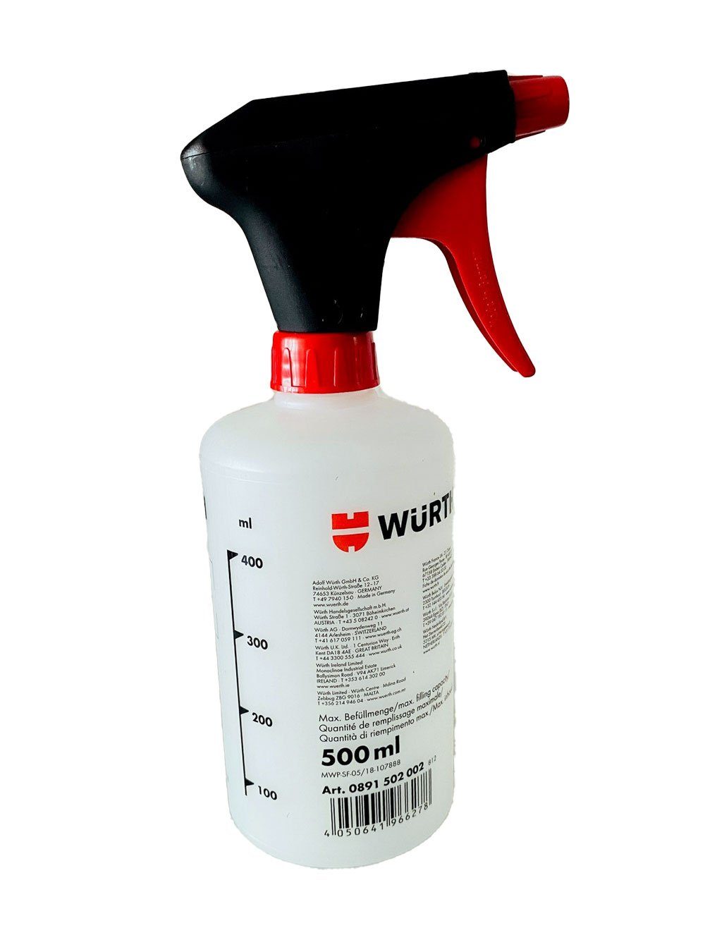 Würth Sprühflasche Würth Sprühgerät 500ml leere, unbefüllte Sprühflasche mit Skalierung, (1-tlg)