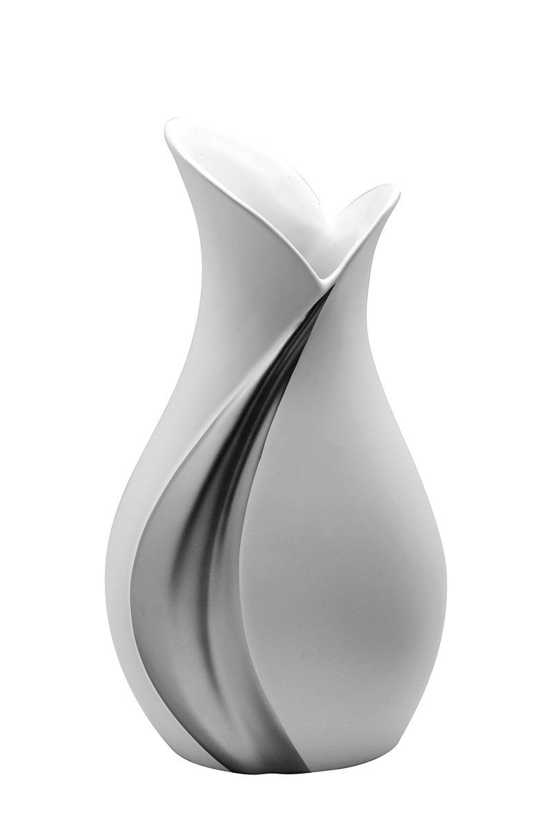 GILDE Dekovase Keramik Vase mit Cut "Gardo" VE 2 (BxHxL) 14 cm x 26 cm x 9 cm si, Vase Tischvase Dekovase dekorative Vase Dekoartikel