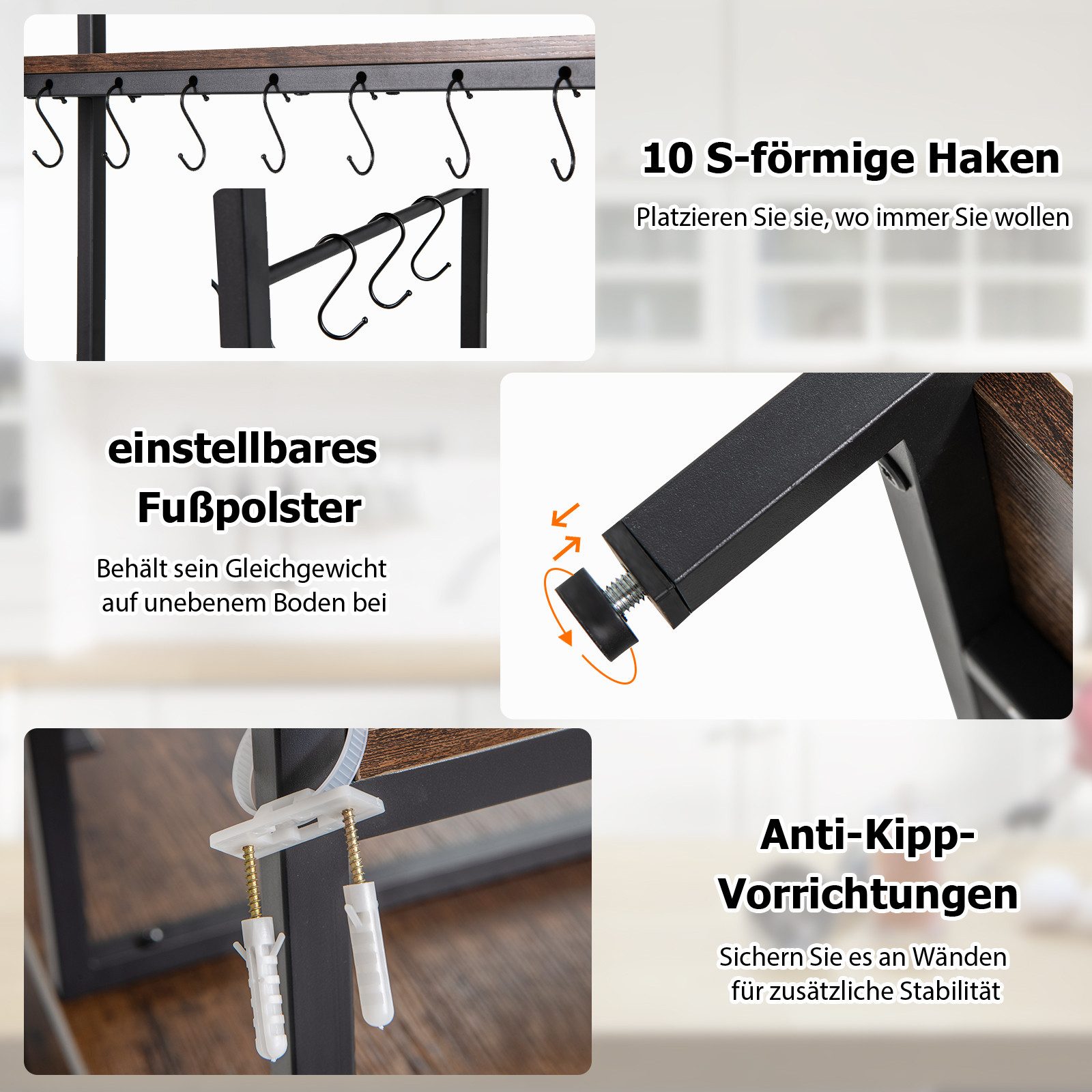 KOMFOTTEU Standregal, Standregal Küchenregal mit 5 günstig online kaufen