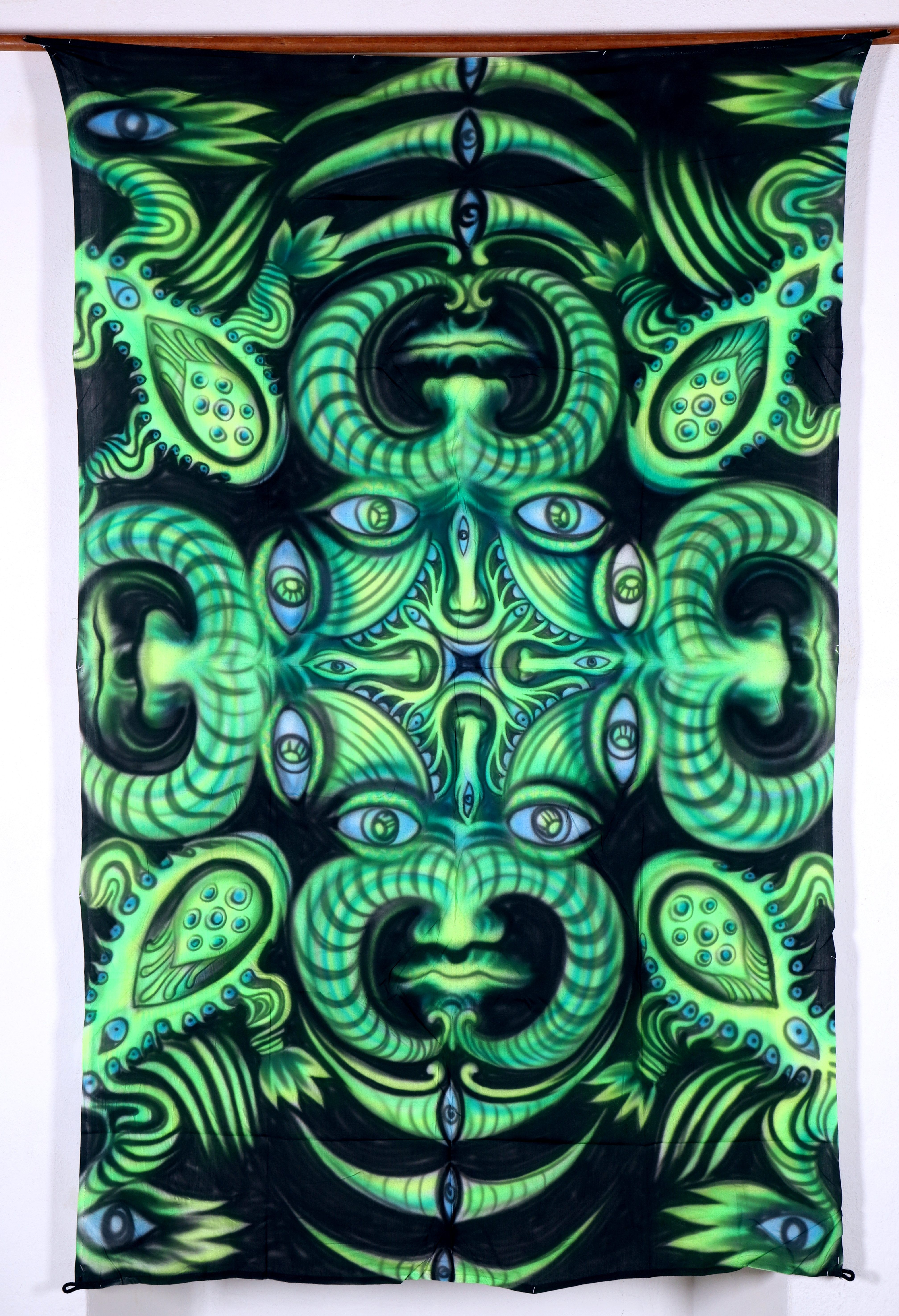 Guru-Shop Wandteppich Goa Wandtuch, UV Schwarzlicht Wandbehang,.., Höhe: 200 mm