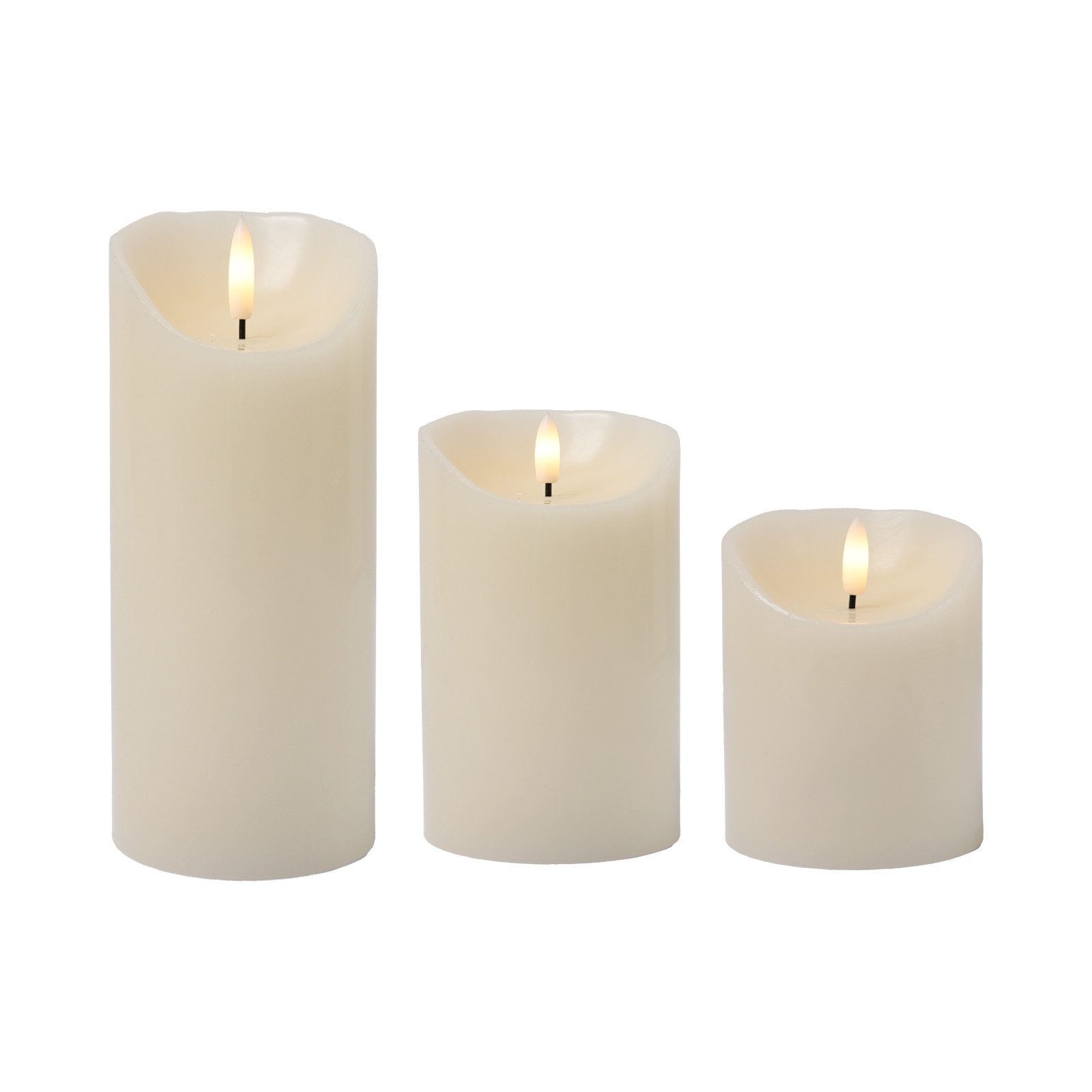 LED-Kerze 3er Set LED Echtwachs Kerze Stumpenkerze