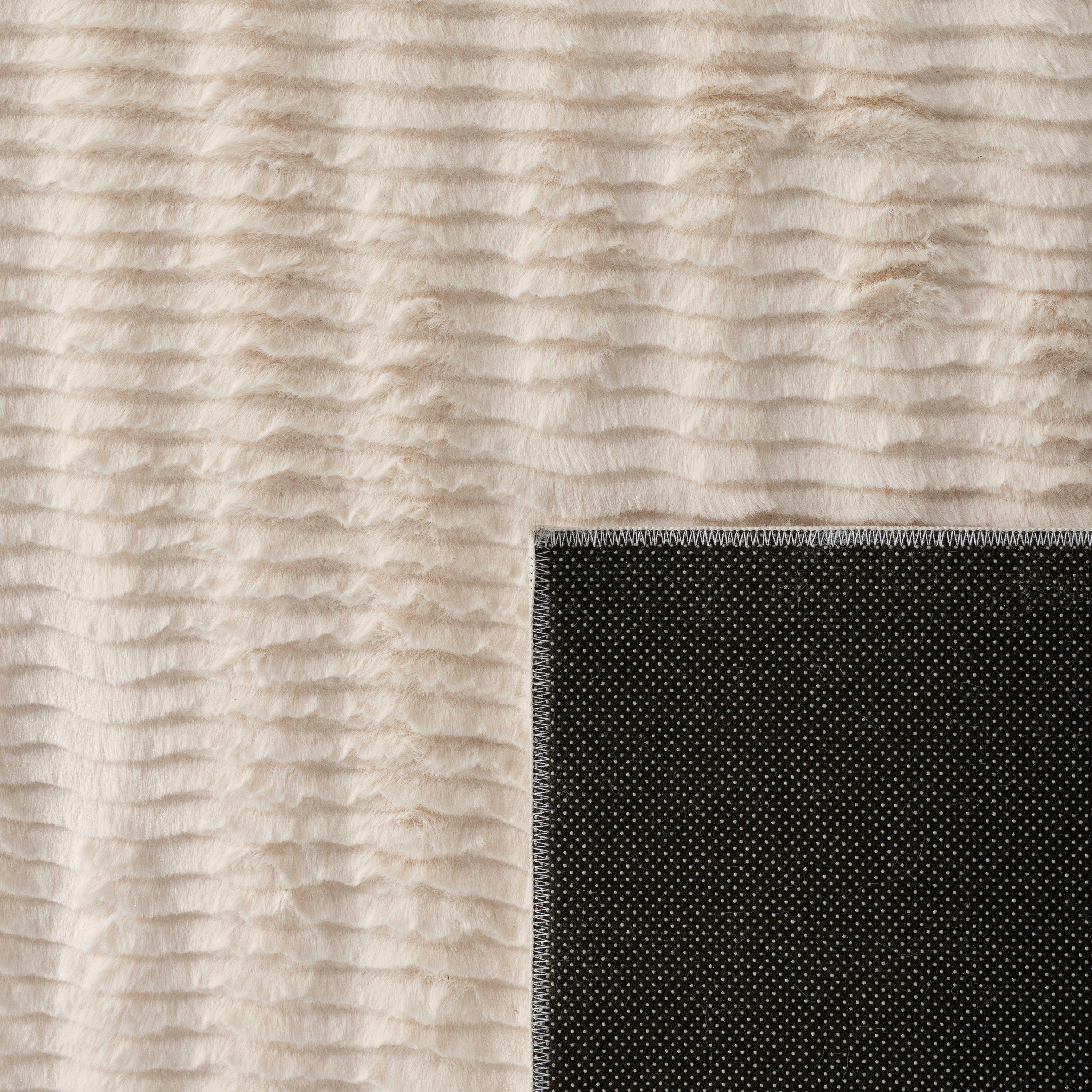 Paco Home Hochflor-Teppich Arnheim 743, rechteckig, Höhe: 27 mm, Uni Farben, Wellen Muster, besonders weich, Hoch-Tief Effekt