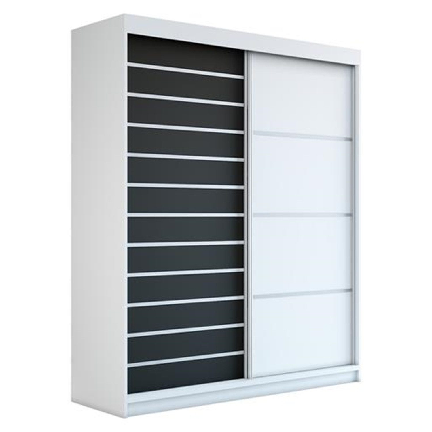 A&J MöbelLand GmbH Schiebetürenschrank COLIN (TOP ANGEBOT! Geräumiger Schrank mit viel Stauraum:6 Regalen und 1 Kleiderstange – -ideal zur Aufbewahrung von Kleidung und Accessoires. TOP PRODUKT! Farbe und Größe (120 cm, 160 cm, 180 cm) zur Auswahl -wählen Sie das ideale Modell für Ihr Schlafzimmer!, Kleiderschrank mit Regalen) Breite: 120 cm, 160 cm, 180 cm, Höhe: 215 cm, Tiefe: 59,5 cm