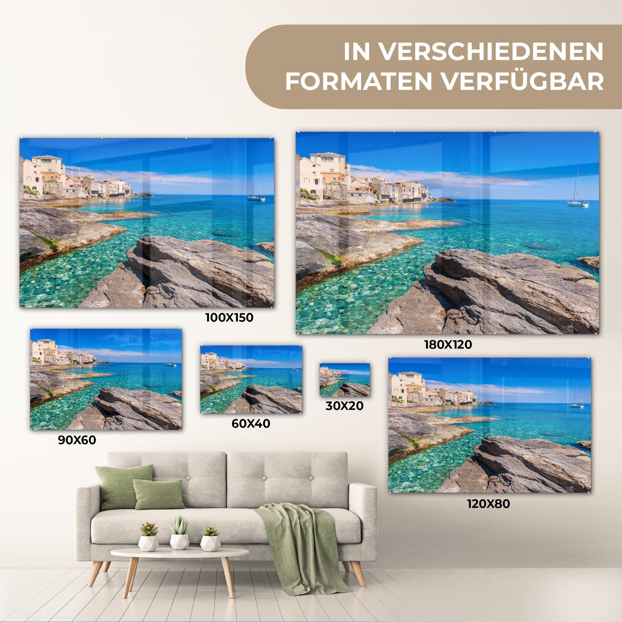 MuchoWow Acrylglasbild Blauer Himmel auf Korsika, & Acrylglasbilder (1 St), Wohnzimmer Schlafzimmer