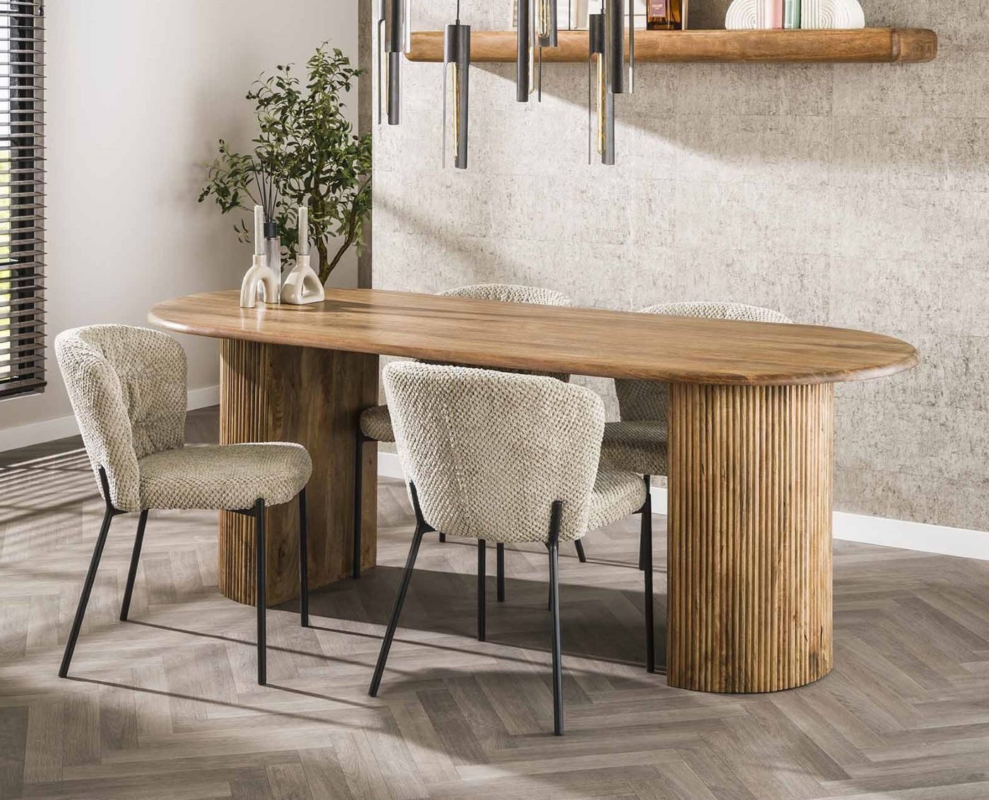 Maison ESTO Esstisch SWELL Esszimmertisch oval Mango Holz 215 cm, Breite 90 günstig online kaufen