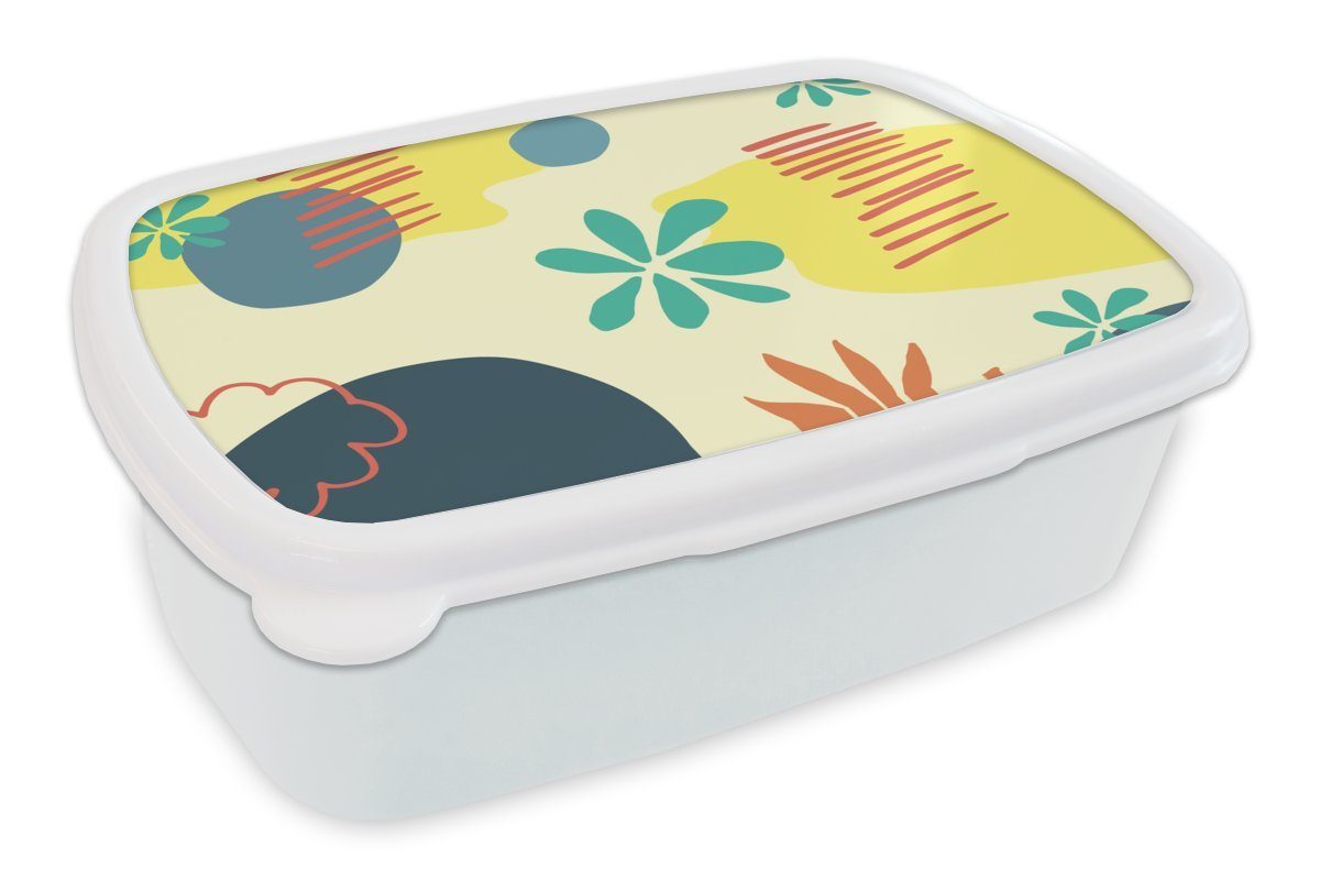 MuchoWow Lunchbox Sommer - Formen - Abstrakt, Kunststoff, (2-tlg), Brotbox für Kinder und Erwachsene, Brotdose, für Jungs und Mädchen weiß