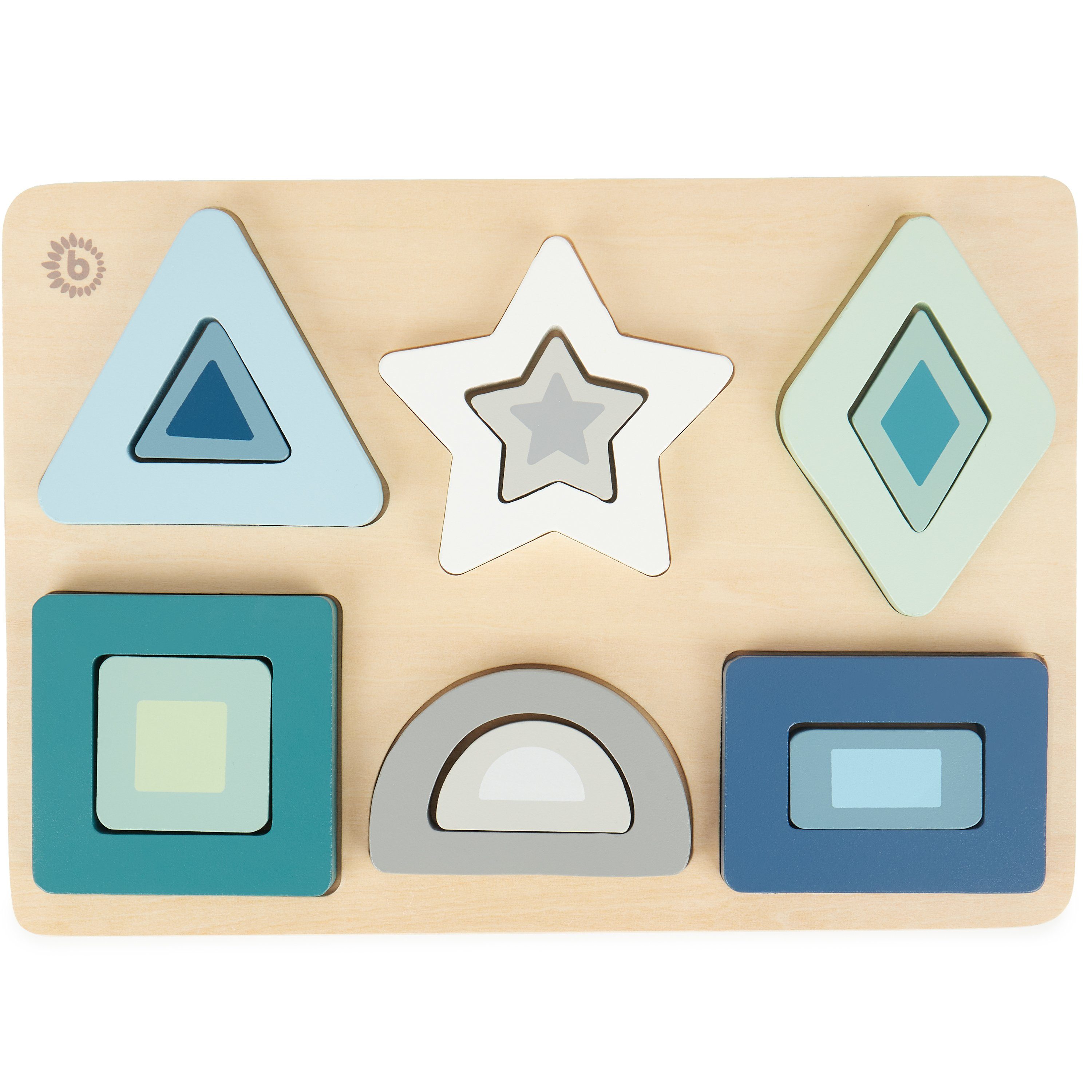 BIECO Steckpuzzle Steckpuzzle Holz Geometrische Formen Puzzle Baby Holzspielzeug, Puzzleteile