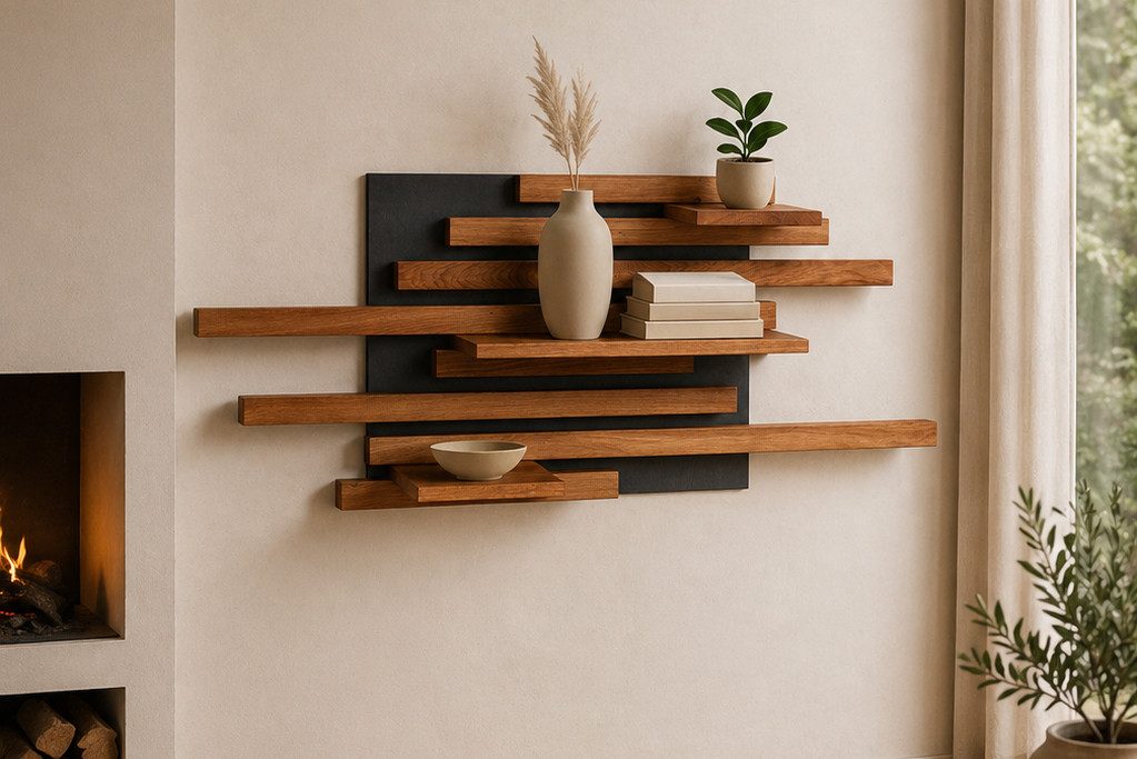 Living Oak Wandregal No.02 Eiche - handgefertigt in Deutschland - Maße: 120 ×50 cm