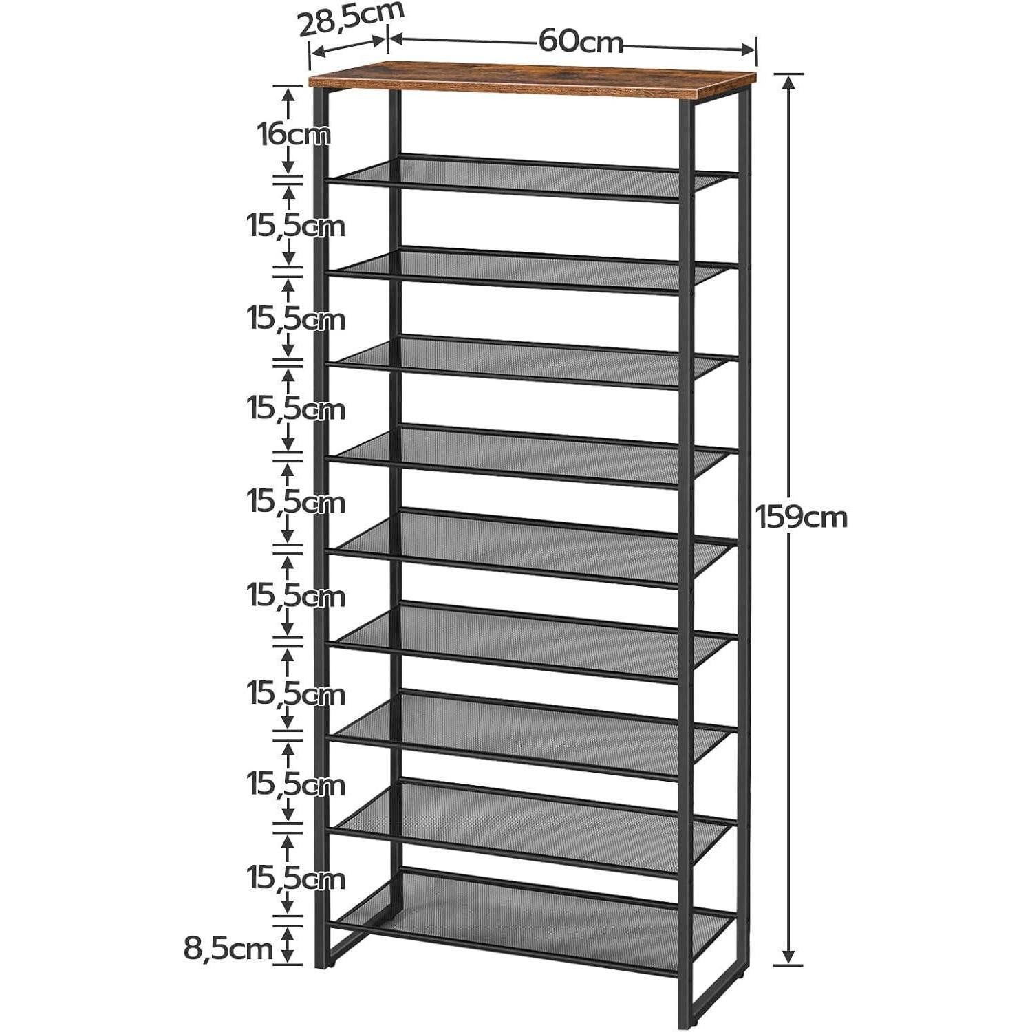 LuxusKollektion Schuhregal Schuhregal 10 Ebenen Vintagebraun-Schwarz 60x28,5x159cm