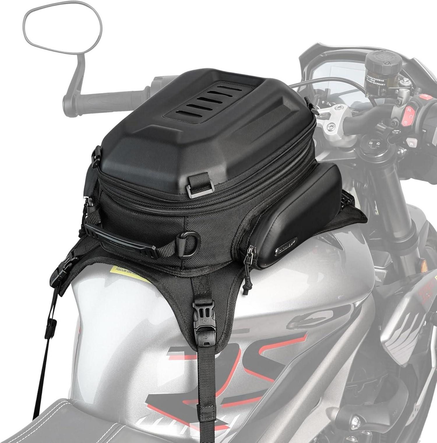 Roller-Gepäckträger Motorrad Tankrucksack Hartschale Wasserdicht 18L Gepäcktasche Schwarz