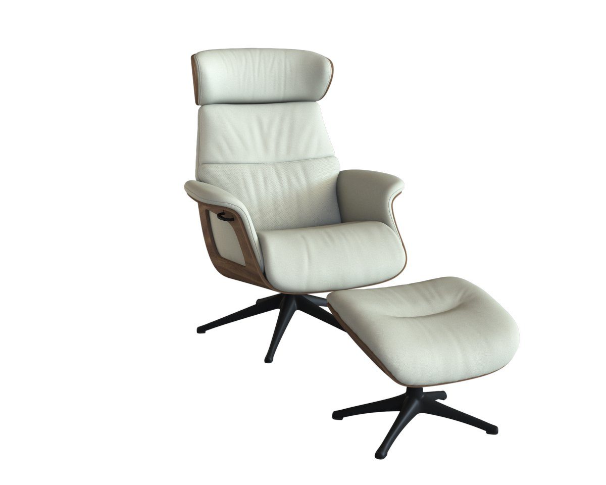 FLEXLUX Relaxsessel Rücken u. Kopfverstellung, ergonomisch, Airchannels, klasse Komfort, Rücken- & Kopfteilverstellung, Drehbar, Armlehne Walnuss, Fuß Schwarz